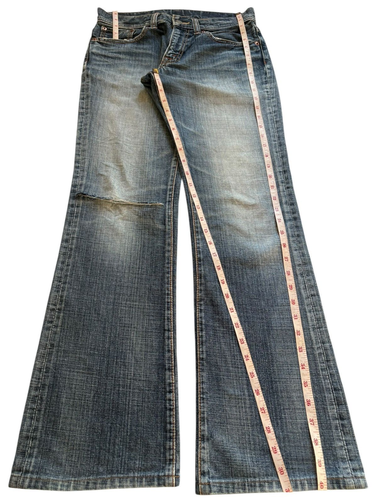 Japanese Brand Vintage Japanese Brand Faded Distressed Rip Flare Jeans Size US 30 / EU 46 - 13 Thumbnail