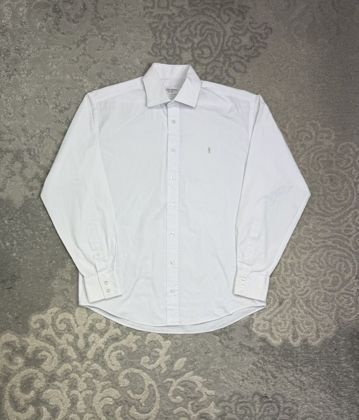 Yves Saint Laurent Elegancka Biała Koszula Yves Saint Laurent Small Logo Size US L / EU 52-54 / 3 - 1 Thumbnail