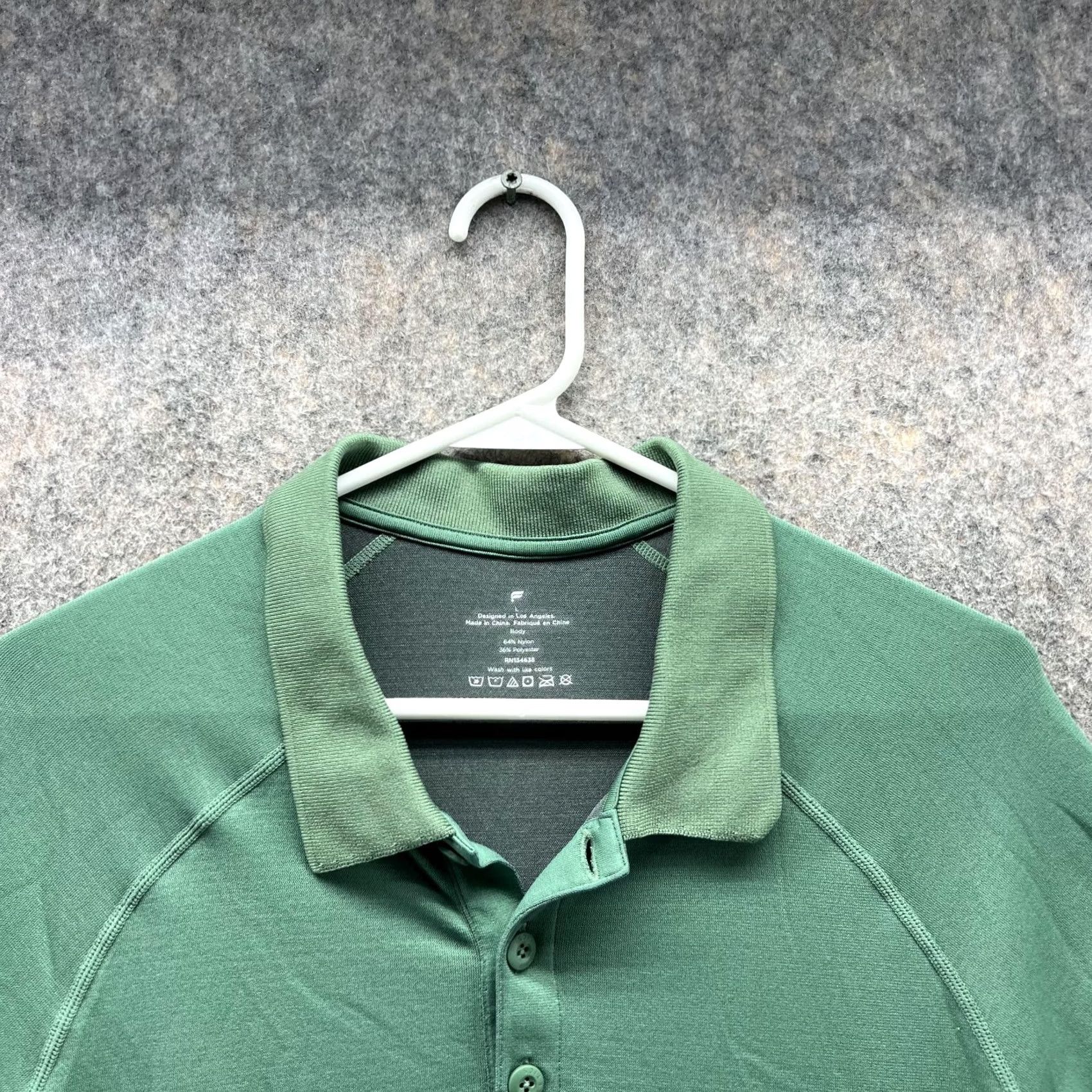 Fabletics Fabletics Polo Shirt Men L Green Nylon Polyester Casual Athletic Stretch Shirt Short Sleeve Collared Button Logo Vintage No Size US L / EU 52-54 / 3 - 2 Thumbnail