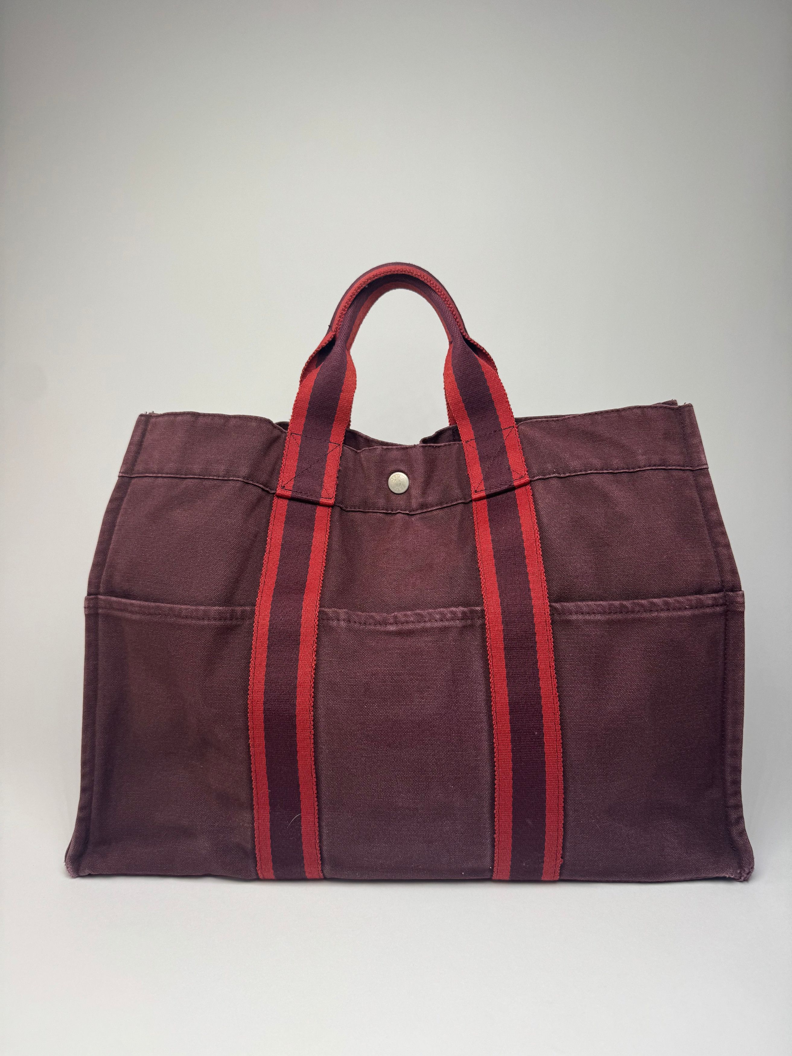 Other Vintage Hermes Canvas Tote Bag Purple Red Size ONE SIZE - 1 Thumbnail