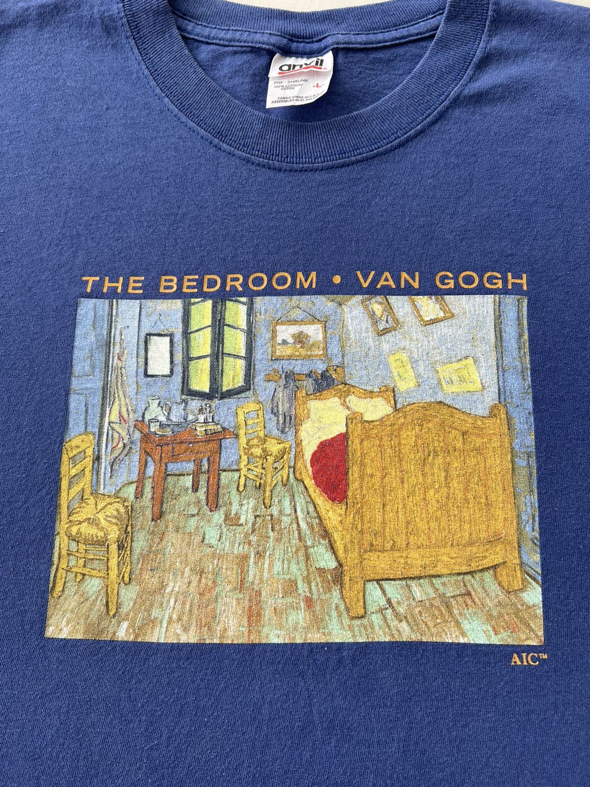 Arts & Science Vintage 2000s Van Gogh The Bedroom Art Blue T-shirt Size US L / EU 52-54 / 3 - 4 Thumbnail