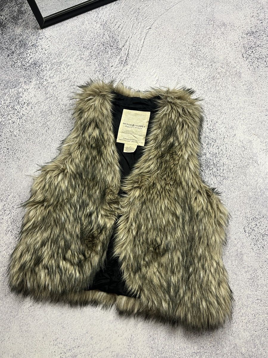 Denim & Supply Ralph Lauren × RRL Ralph Lauren Fur Coat Vest Denim And Supply Ralph Lauren Rare Hype Y2K Size XL / US 12-14 / IT 48-50 - 3 Thumbnail