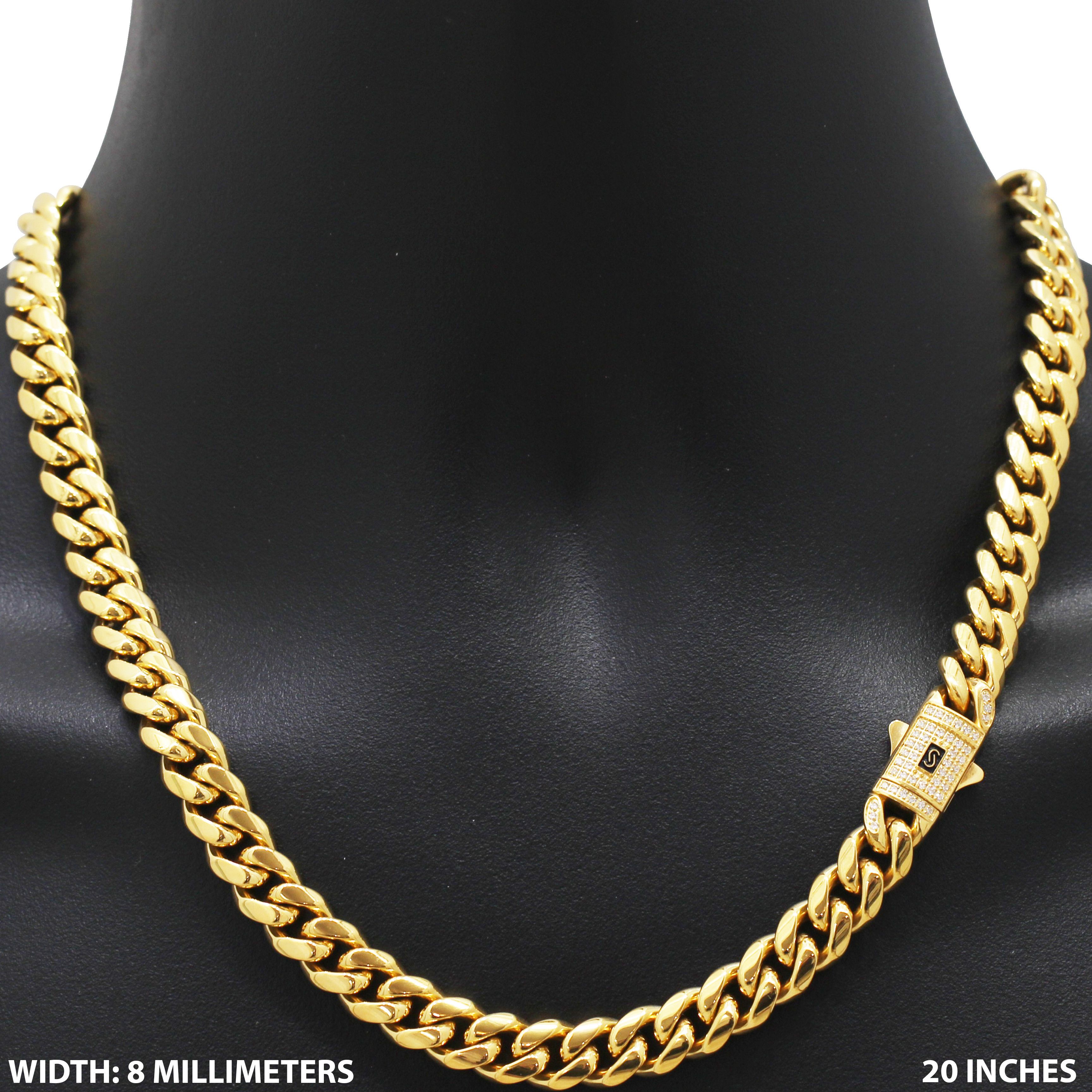 Other 316L SS 18kGP AAA CZ 8mm Miami Cuban Link Chain Necklace 20" Size ONE SIZE - 1 Thumbnail