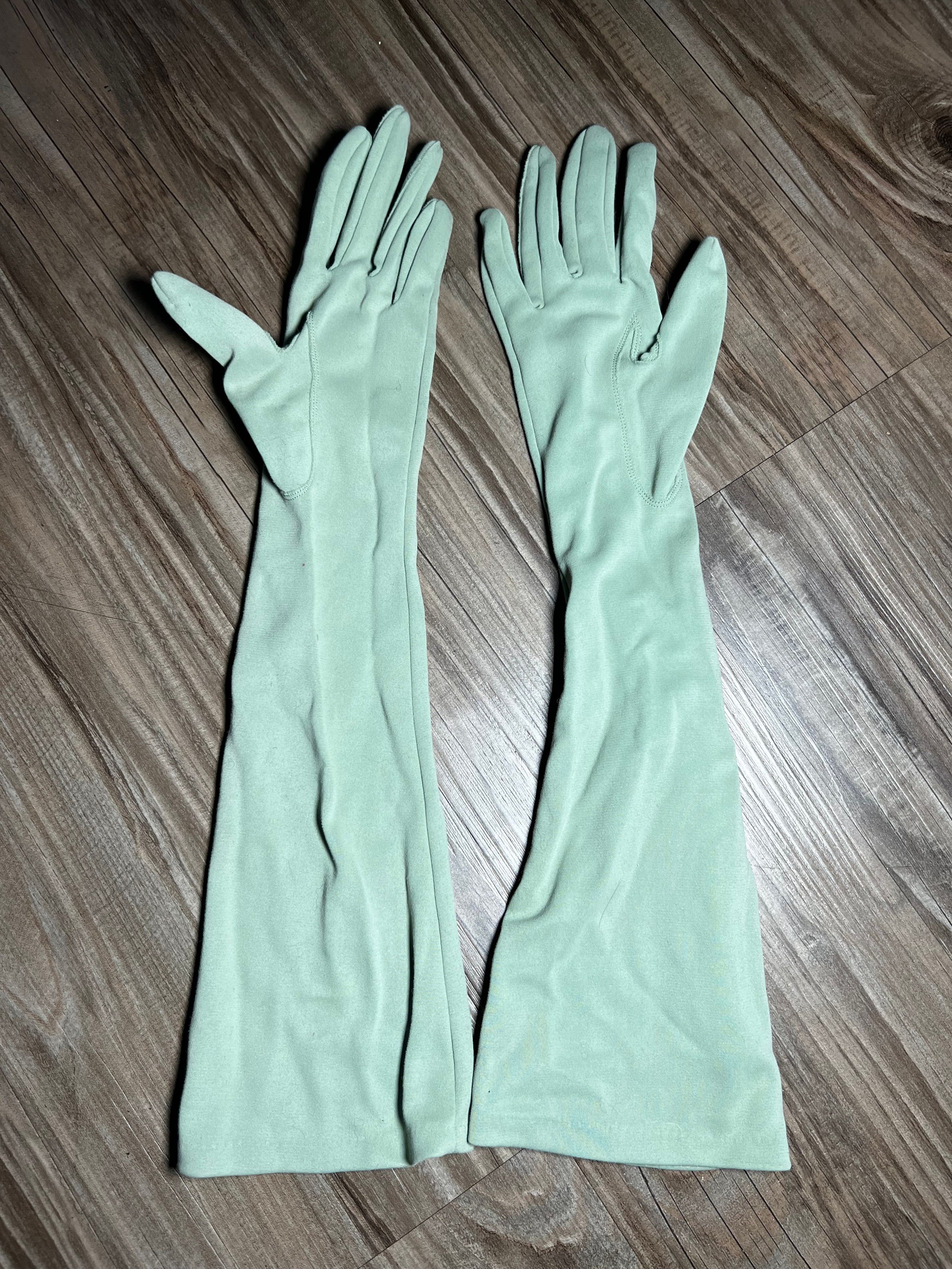 Vintage Vintage Teal Long Elegant Evening Gloves Size ONE SIZE - 2 Preview
