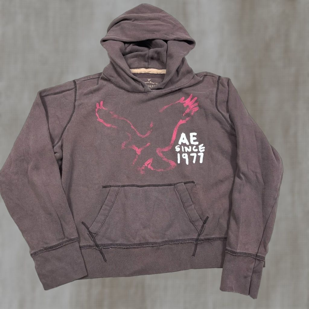 American Eagle Outfitters Vintage American Eagle Outfitters Hoodie Women 2XL Brown Faded AE77 2000s Y2K AE || Size XXL / US 16-18 / IT 52-54 - 1 Thumbnail