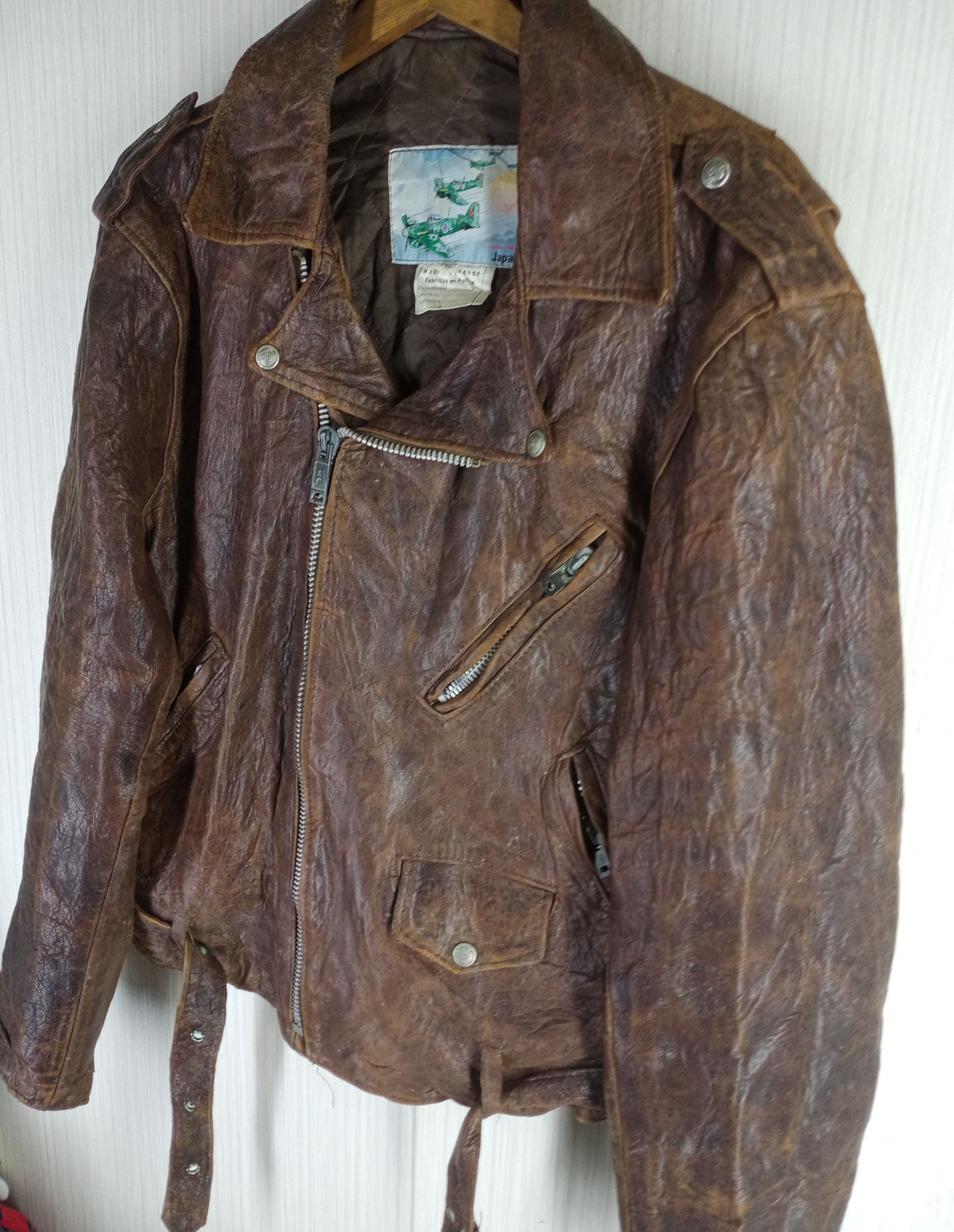 Vintage 60s French Army Japa Pilot Genuine Leather Flight Jacket Size US M / EU 48-50 / 2 - 5 Thumbnail