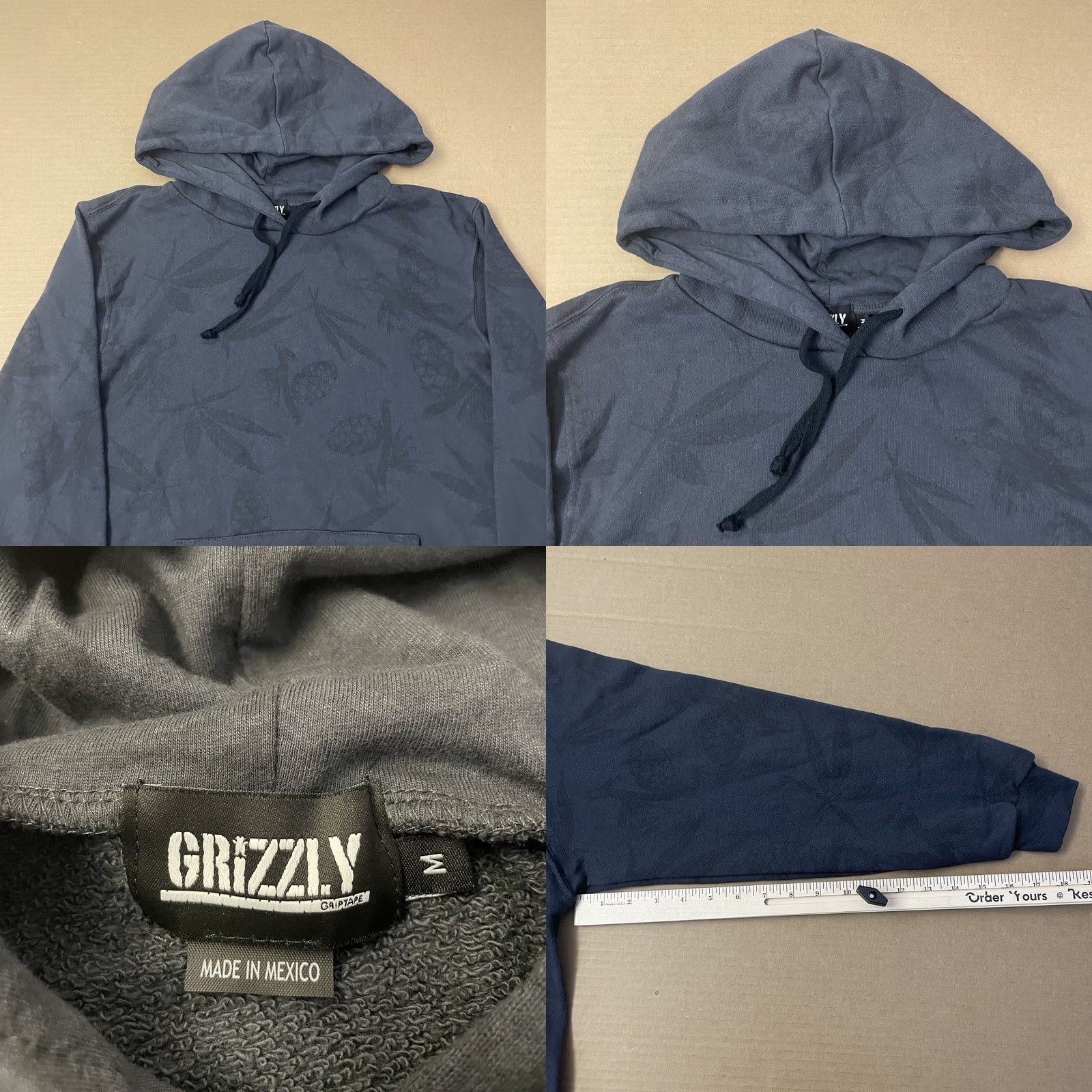 Vintage Grizzly Griptape Hoodie Adult Medium Blue AOP Hoody Sweatshirt Mens Size US M / EU 48-50 / 2 - 8 Thumbnail