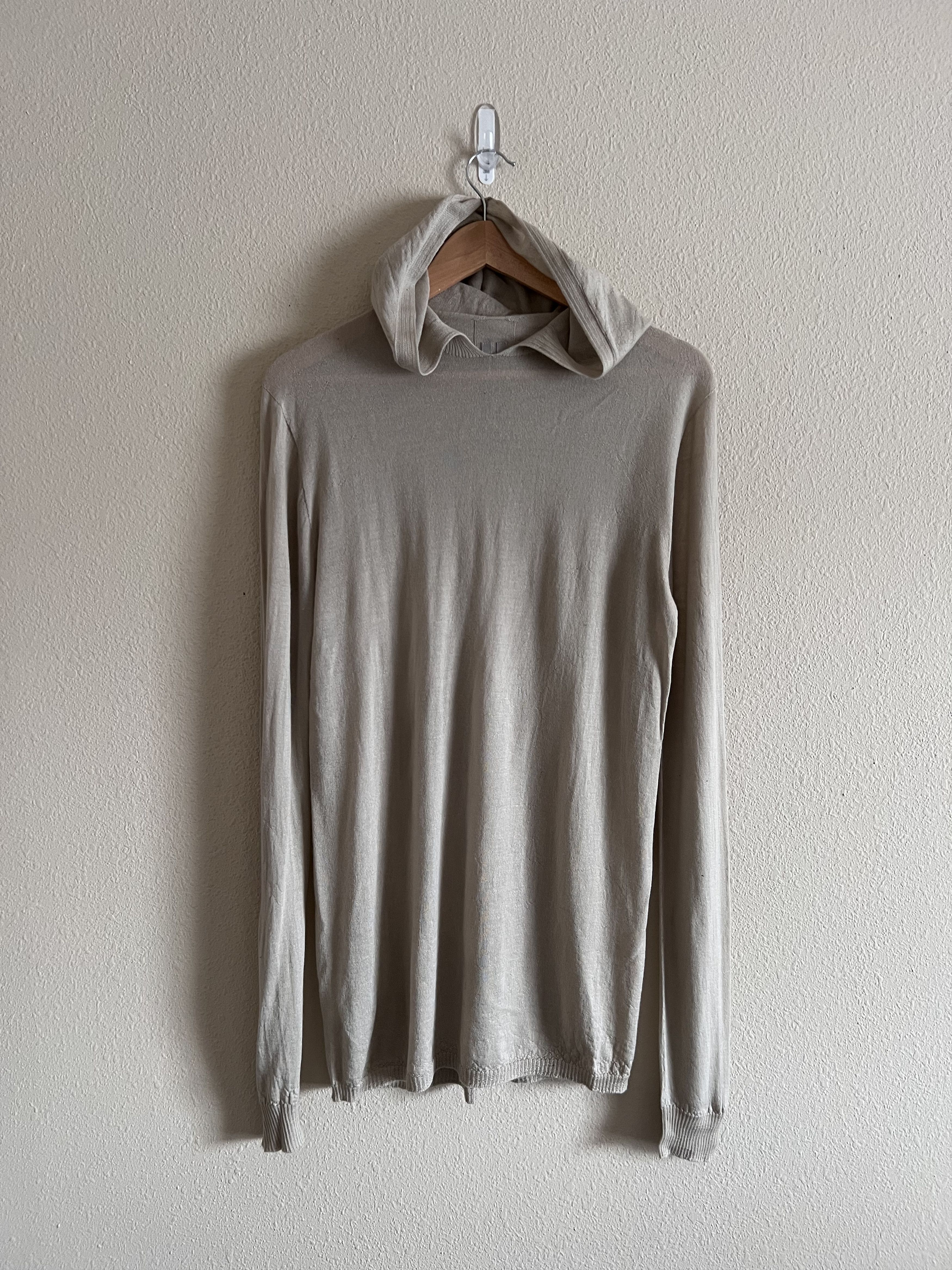 Rick Owens Rick Owens Cashmere Longsleeve Hoody in Pearl Size US M / EU 48-50 / 2 - 1 Thumbnail