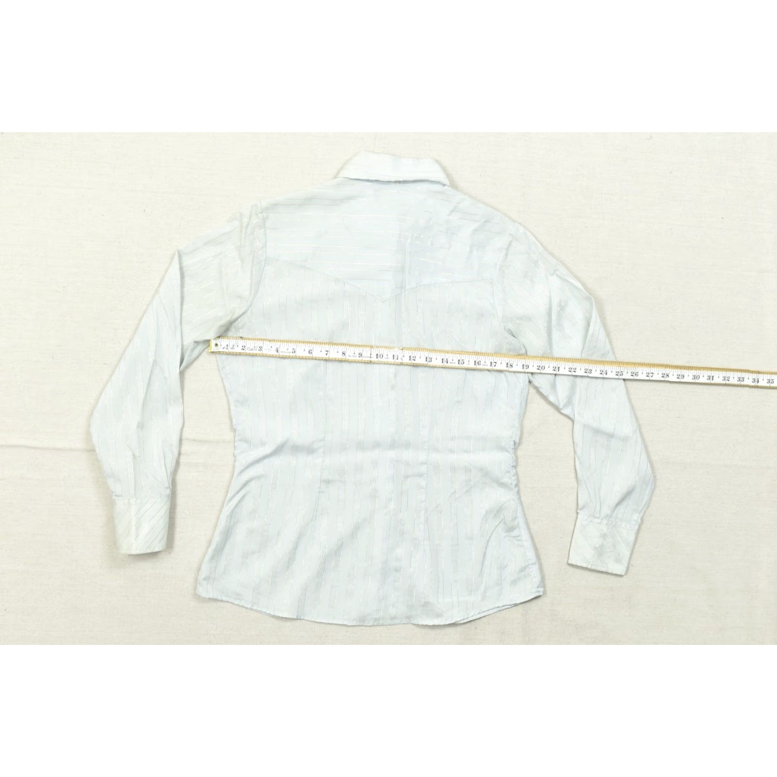 Vintage VINTAGE Unbranded Western Shirt Long Sleeve Pearl Snap Striped Blue Silver Metallic 2XL Womens Size XXL / US 16-18 / IT 52-54 - 2 Thumbnail