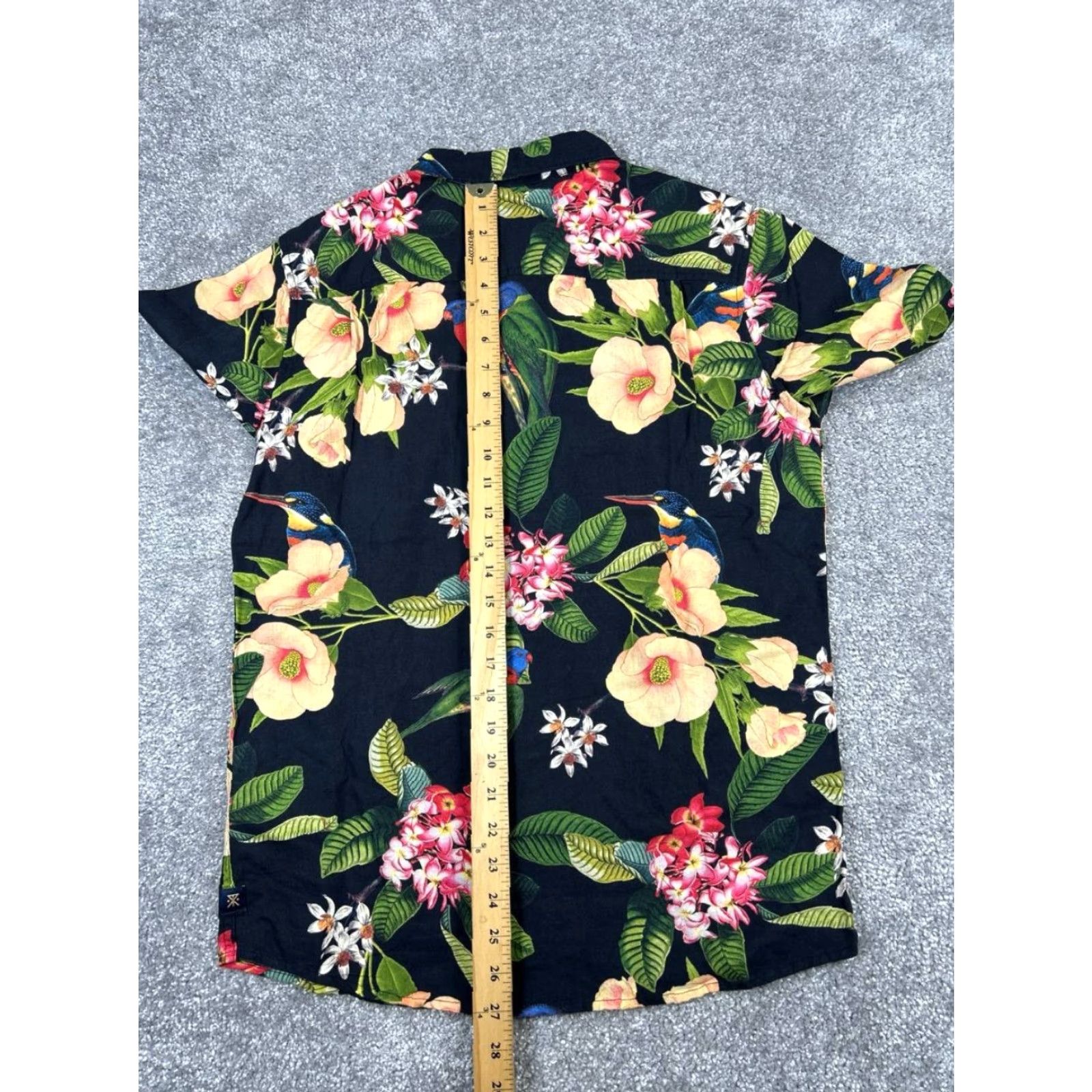 Roark Roark Shirt Mens Small Black Green Yellow Pink Floral Cotton Linen Button Up Size US S / EU 44-46 / 1 - 7 Thumbnail