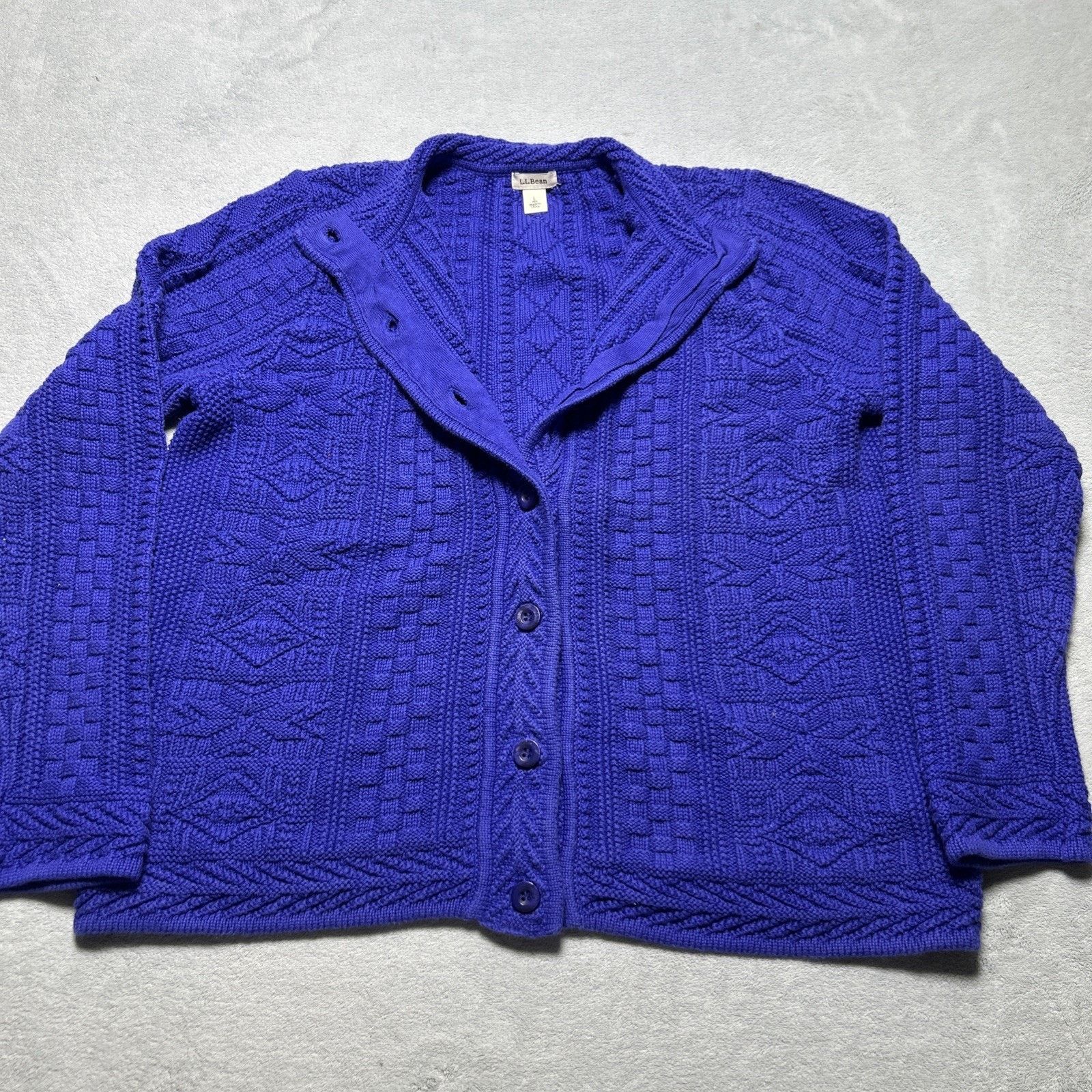 L.L. Bean LL Bean Diamond Knit Cardigan Sweater Womens Large Granola Size L / US 10 / IT 46 - 7 Thumbnail