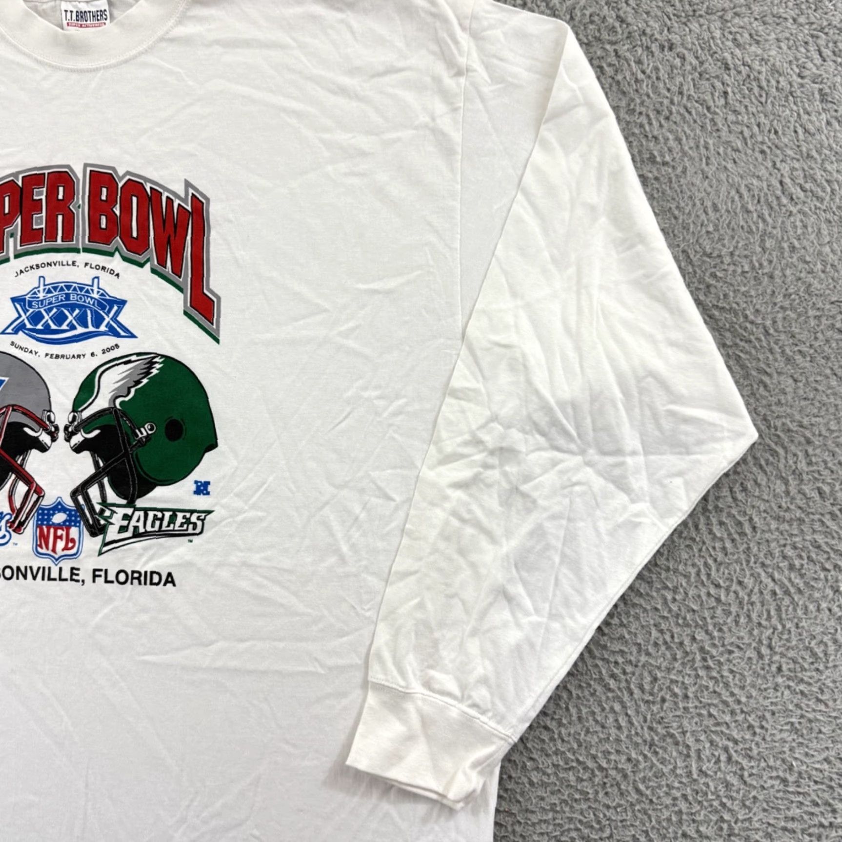 Vintage VINTAGE Eagles Shirt Mens 3XL White Long Sleeve NFL Football TT Brothers Crew Neck Size US XXL / EU 58 / 5 - 5 Thumbnail