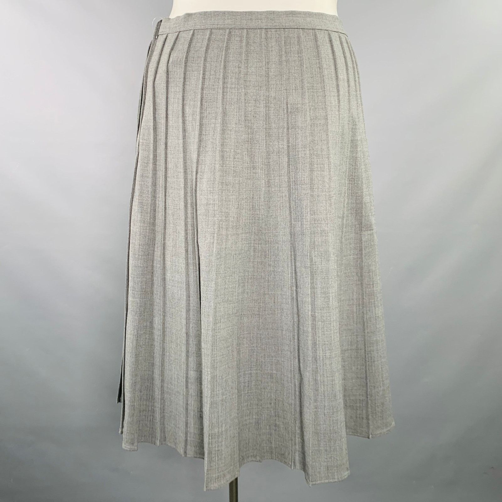 Michael Kors MICHAEL KORS COLLECTION 12 Grey Wool Blend Pleated Skirt Size 34" / US 12 / IT 48 - 2 Thumbnail