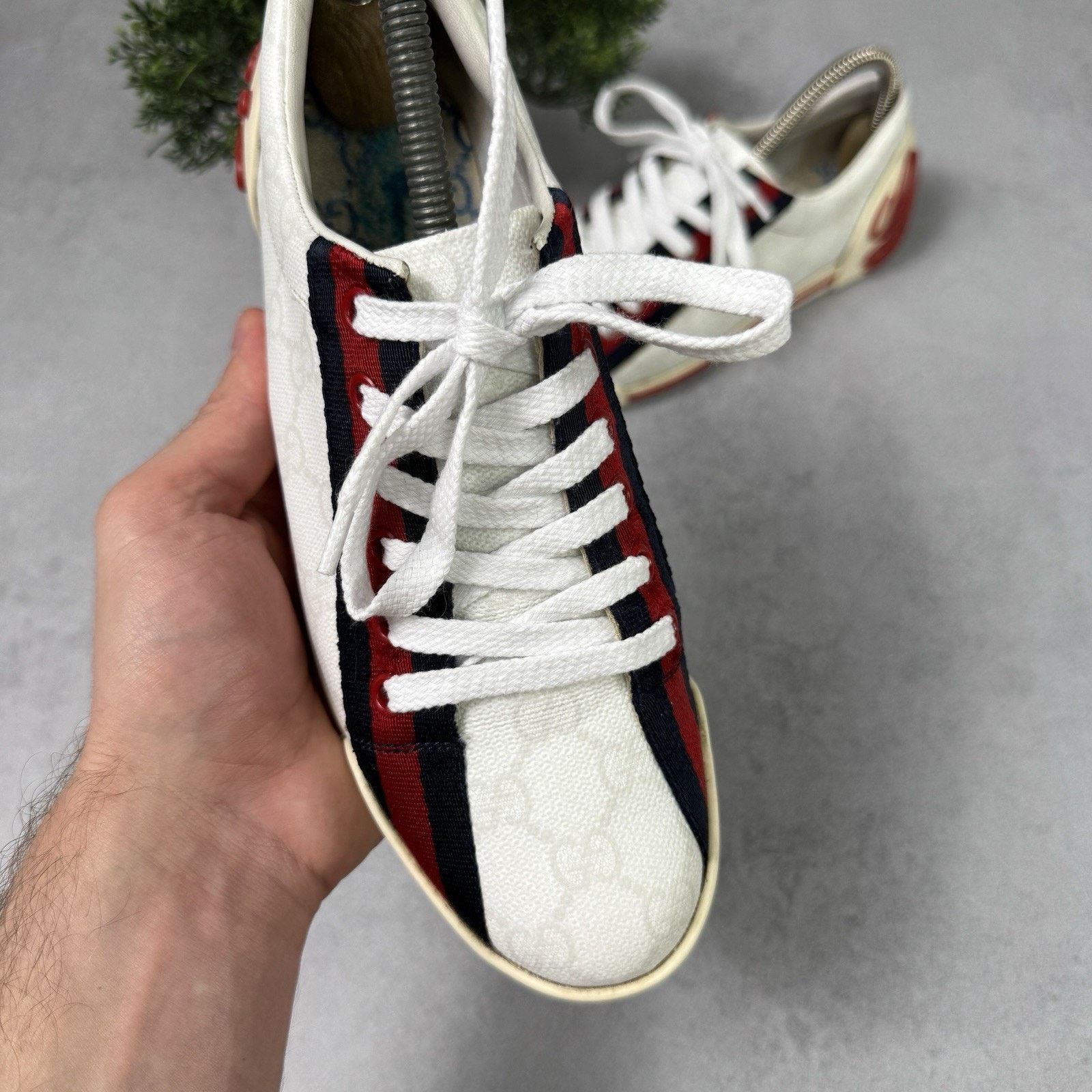 Gucci Gucci Sneakers GG Logo Monogram Stripe Leather White Y2K Size US 6 / IT 36 - 7 Thumbnail