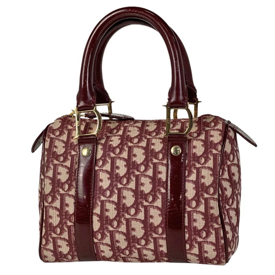 Dior Trotter Pattern Mini Boston Handbag Coated Canvas Leather