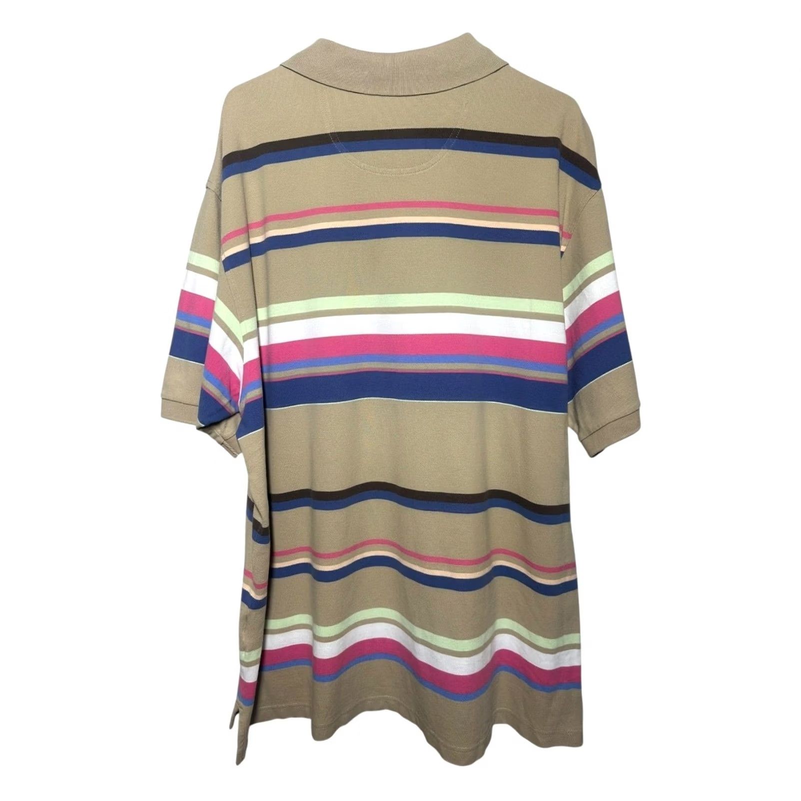 Cremieux DANIEL CREMIEUX CLASSICS Polo Shirt XXL Tan Multi Stripe Short Sleeve Mens Size US XXL / EU 58 / 5 - 4 Thumbnail