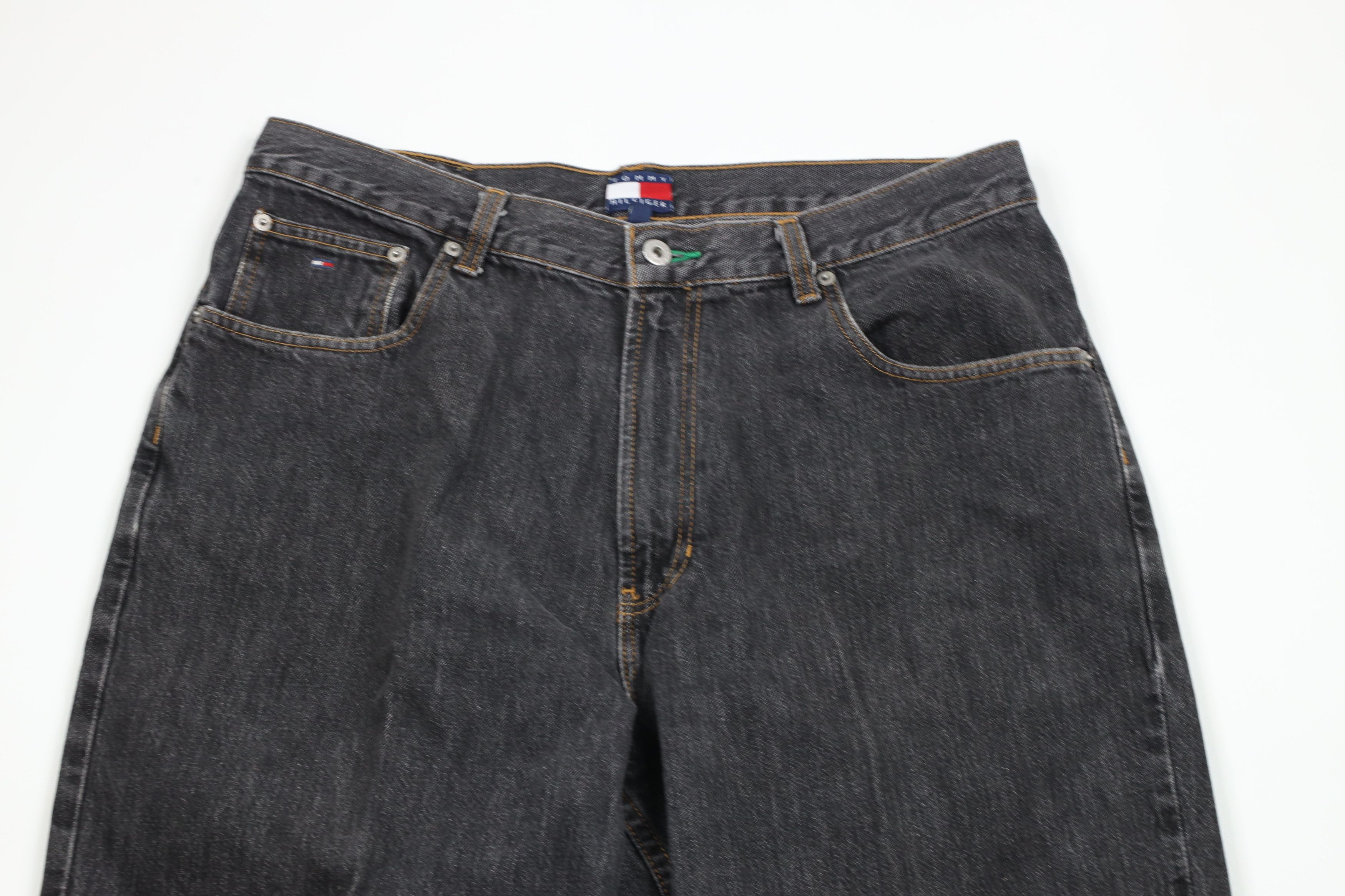 Tommy Hilfiger × Vintage Vintage 90s Tommy Hilfiger Fit Wide Leg Denim Jeans Black Size US 36 / EU 52 - 2 Thumbnail