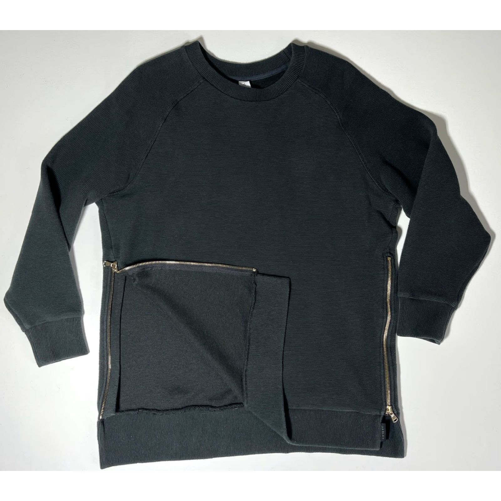 Varley Varley Women's Manning Sweatshirt in Black Ribbed Fabric Sz M Size M / US 6-8 / IT 42-44 - 4 Thumbnail