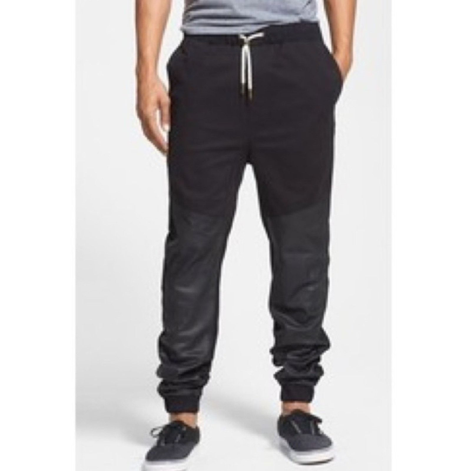 Zanerobe ZANEROBE Men's Black Leather Track Sureshot Jogger 30 $299 Size US 30 / EU 46 - 1 Thumbnail