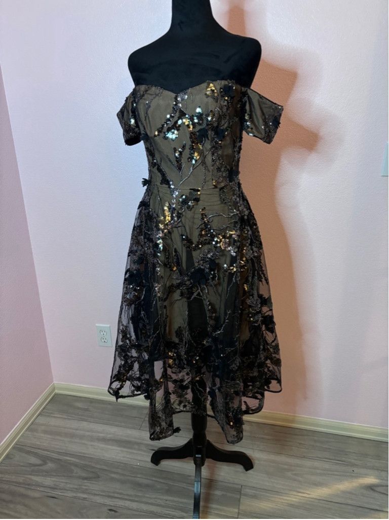 Dress the Population Dress the Population Black Silver Cocktail Dress Size S Size S / US 4 / IT 40 - 4 Thumbnail