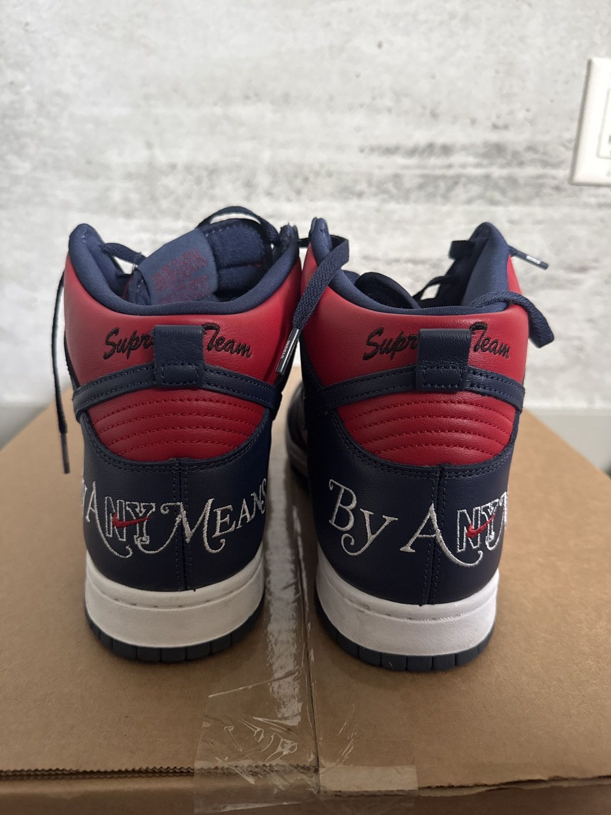 Nike × Supreme Nike SB Dunk High Supreme By Any Means Navy Size US 11 / EU 44 - 2 Thumbnail