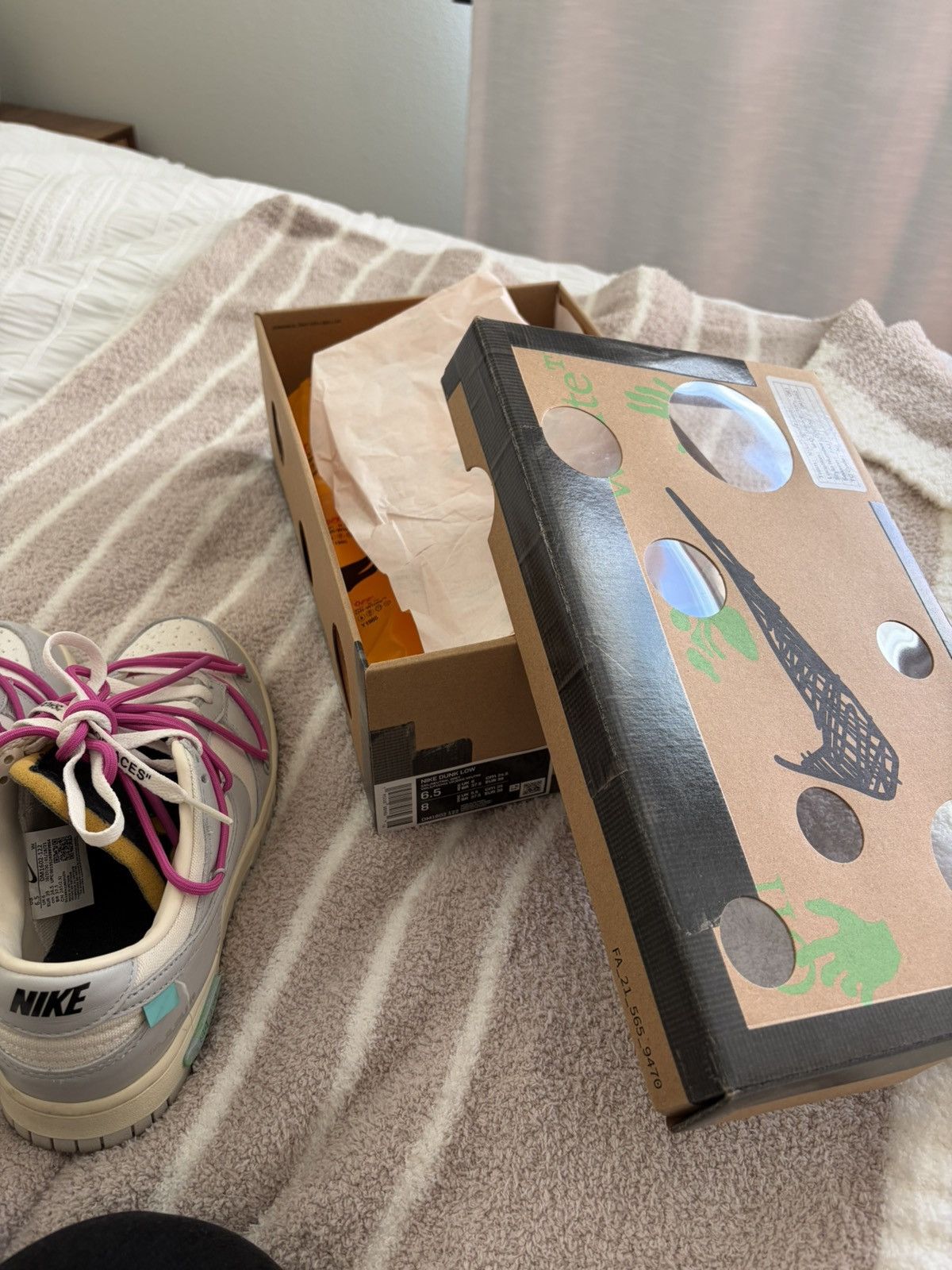 Nike × Off-White Off-White Nike Dunk Low Lot 30 Men’s 6.5 Size US 6.5 / EU 39-40 - 5 Thumbnail