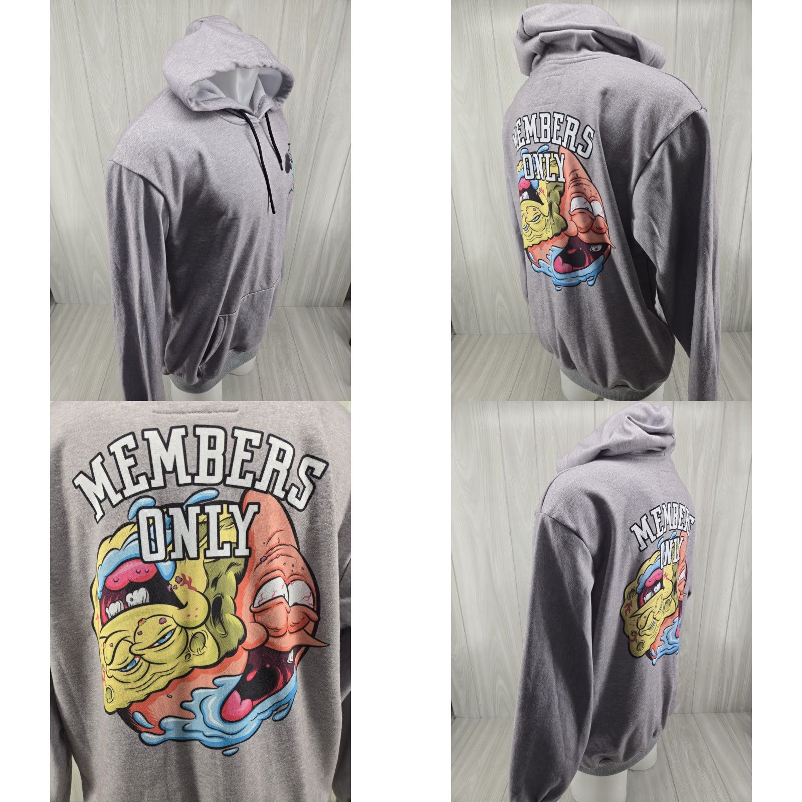 Members Only Members Only x Nickelodeon Hoodie Men Large Spongebob Patrick Squidward Gray Pullover Hooded Graphic Print Pockets Mens Size US L / EU 52-54 / 3 - 8 Thumbnail