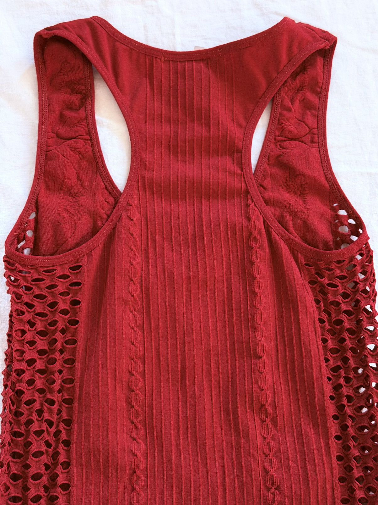Other F&F Red Jacquard Ribbed Bodycon Tank Cutout Sides One Size Size ONE SIZE - 6 Thumbnail