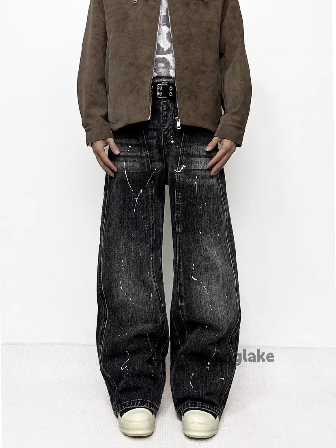 Jean Custom washed faded loose baggy skate hiphop paint jeans Size US 28 / EU 44 - 6 Thumbnail