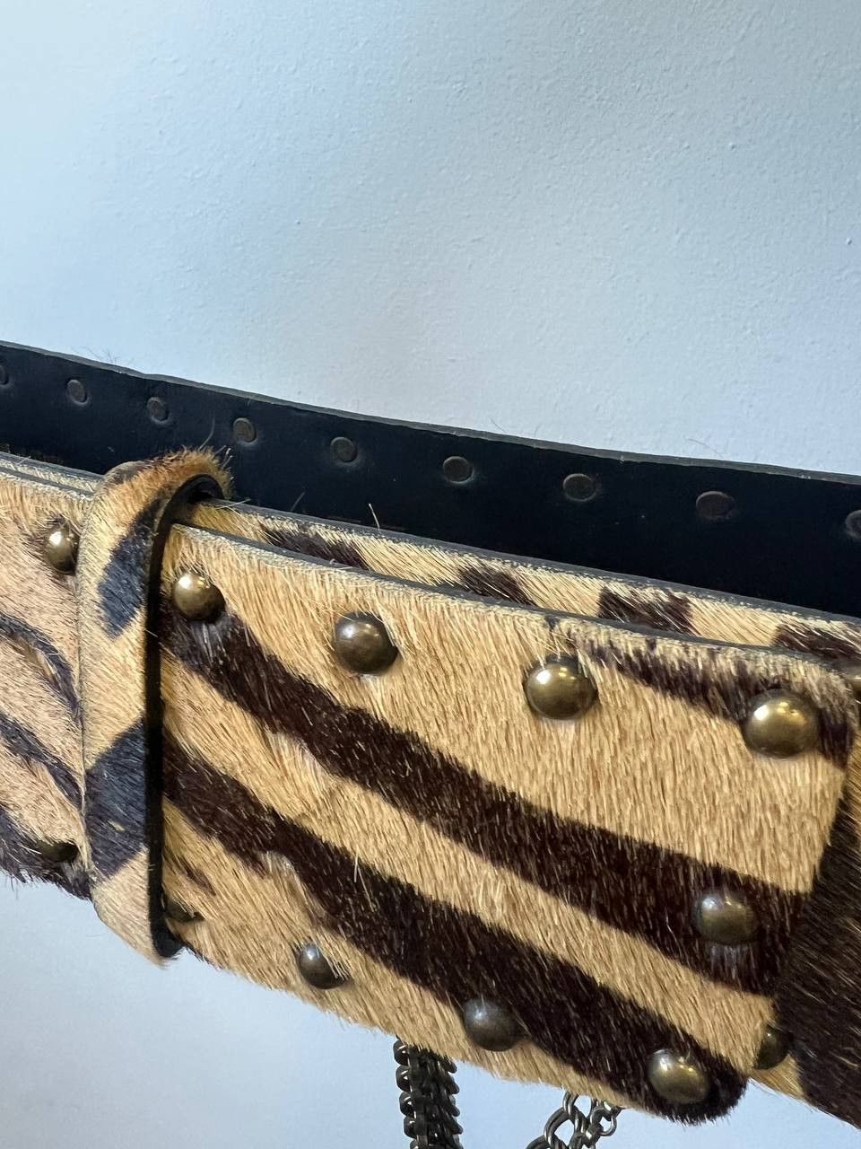 Roberto Cavalli Roberto Cavalli Class pony hair chained zebra waist belt Size ONE SIZE - 4 Thumbnail