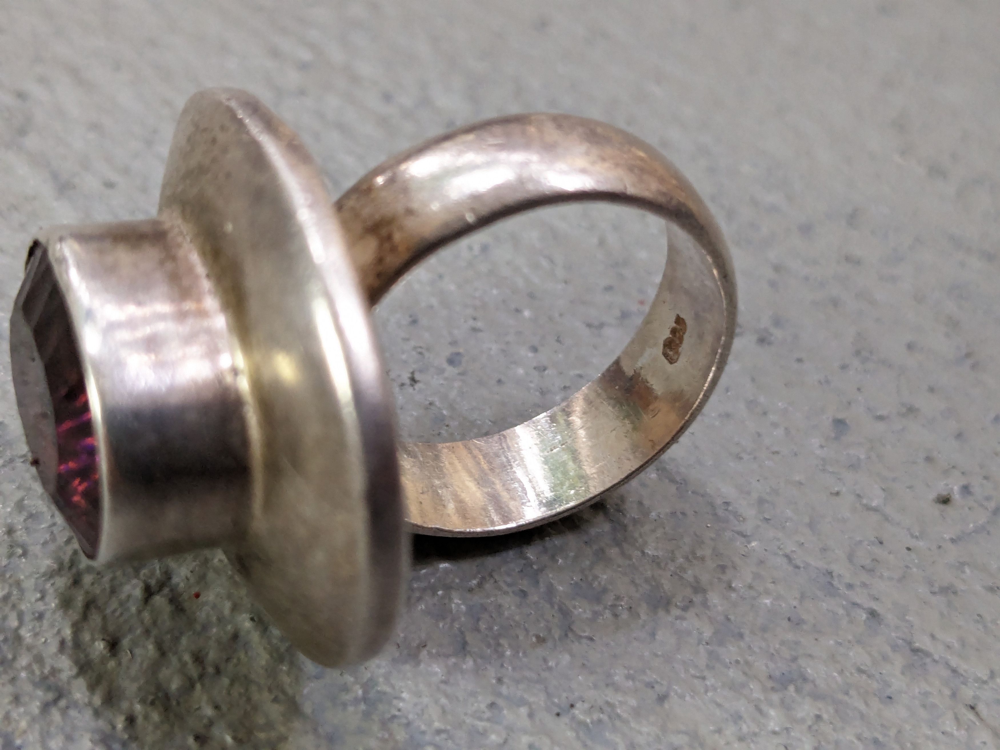 Jewelry × Vintage Sterling Silver Ring Pink Tourmaline 9.25 Avant Garde Size ONE SIZE - 9 Thumbnail