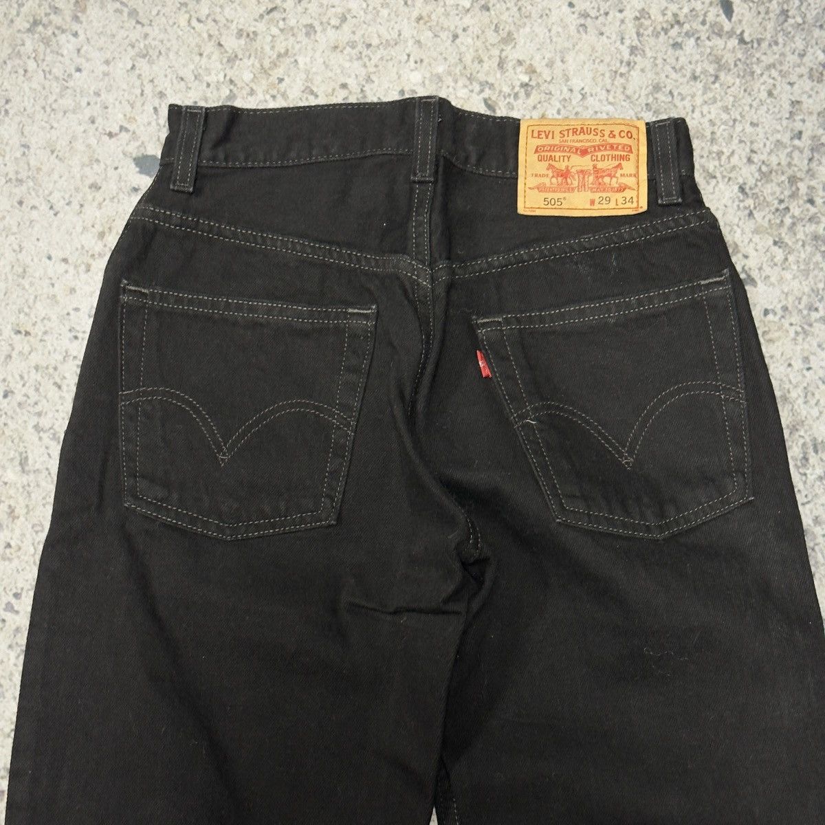 Levi's 2000s Levi’s 505 Black Denim Jeans ERD Grunge Chrome Biker Size US 27 - 10 Thumbnail