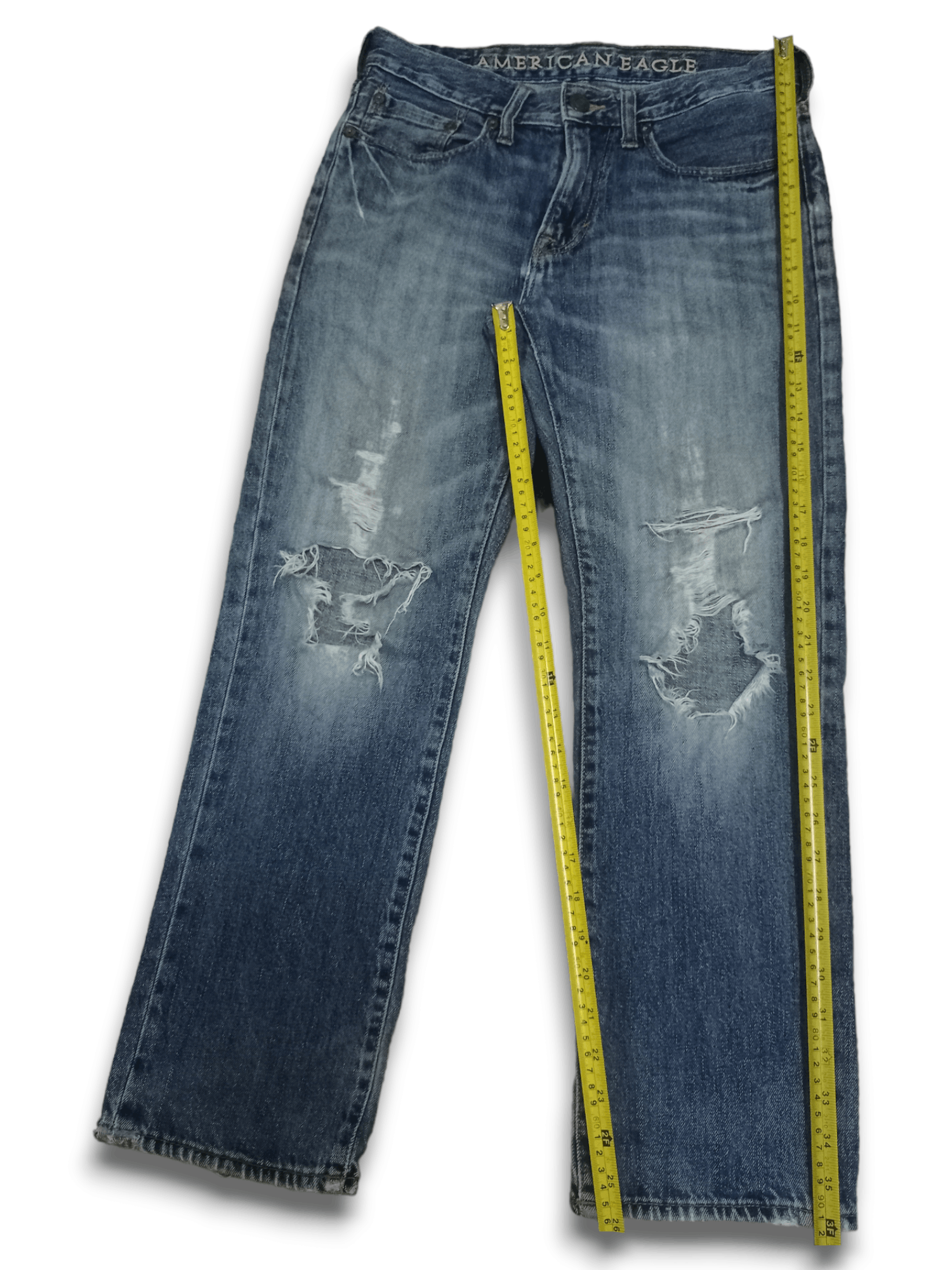 Japanese Brand Vintage Japanese Brand Blue Wash Distressed Jeans 29x26 Size US 29 - 11 Thumbnail