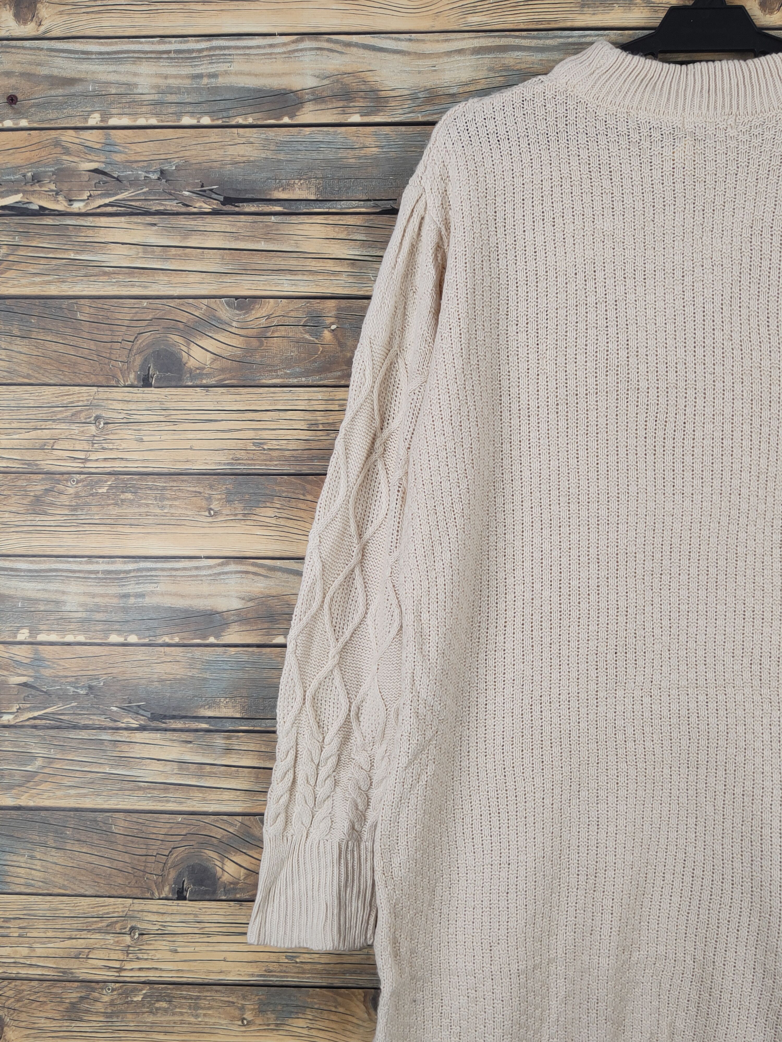 Aran Isles Knitwear Earth Music & Ecology Beige Knitwear Long Sweatshirts #W1140 Size XL / US 12-14 / IT 48-50 - 9 Thumbnail