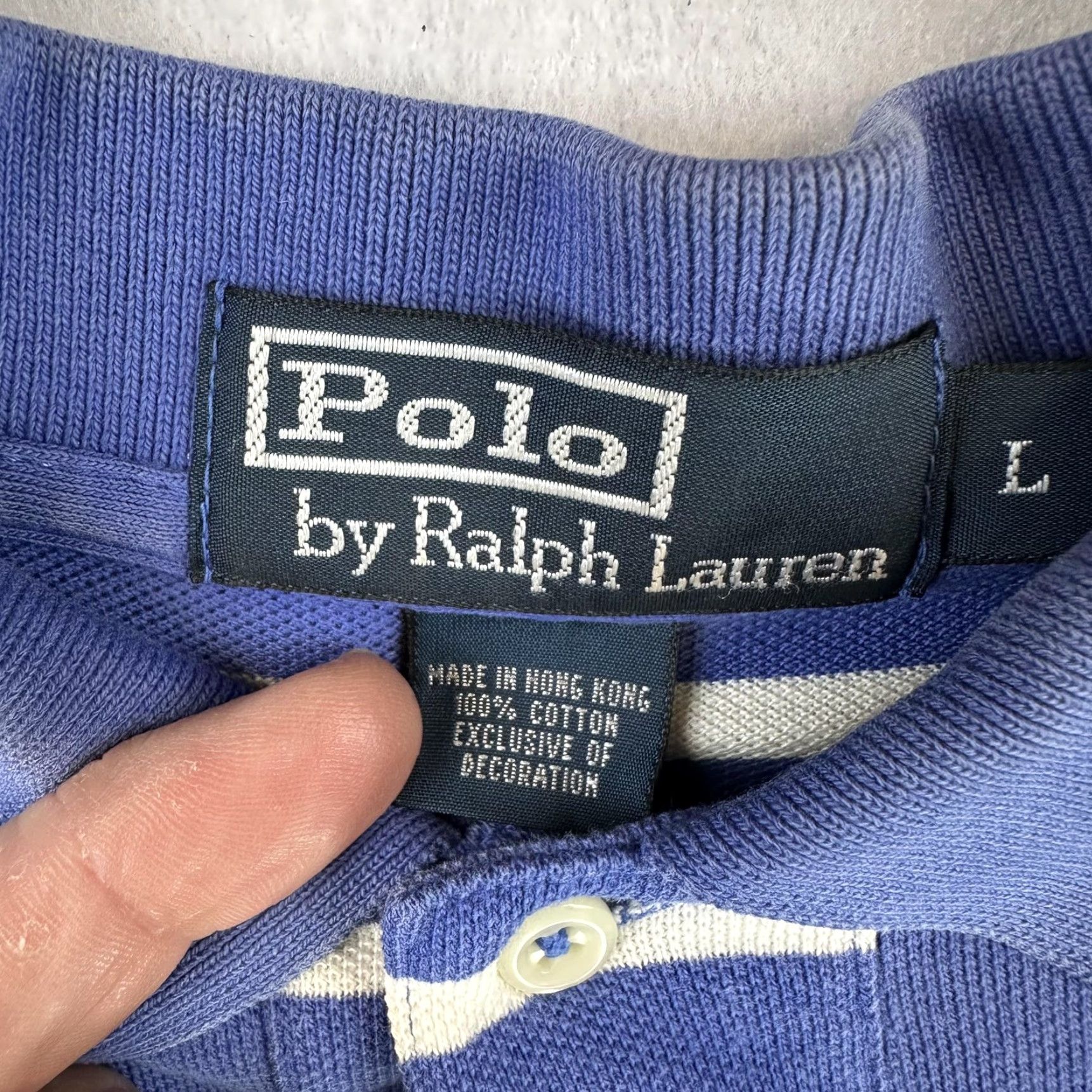 Polo Ralph Lauren VINTAGE Polo Ralph Lauren Polo Shirt Mens Large Blue White Striped Classic Fit Cotton Size US L / EU 52-54 / 3 - 4 Thumbnail