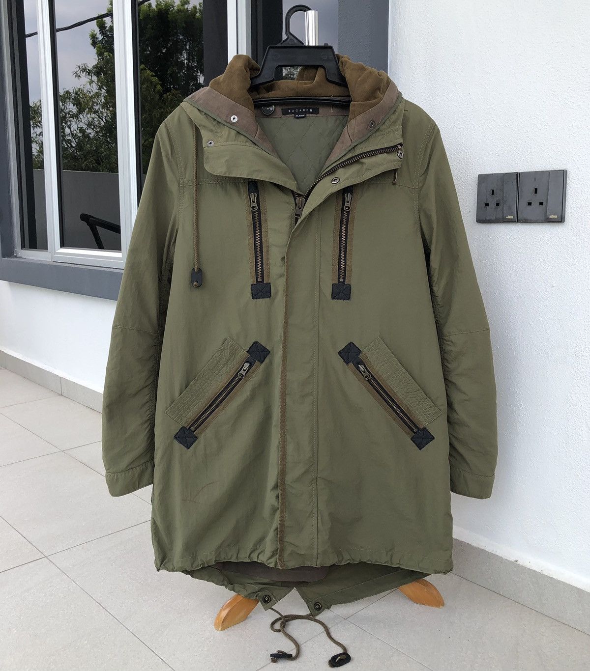Japanese Brand BAGARCH Mod Coat Olive Military Coat Cross Big Logo Parka Size US XL / EU 56 / 4 - 10 Thumbnail