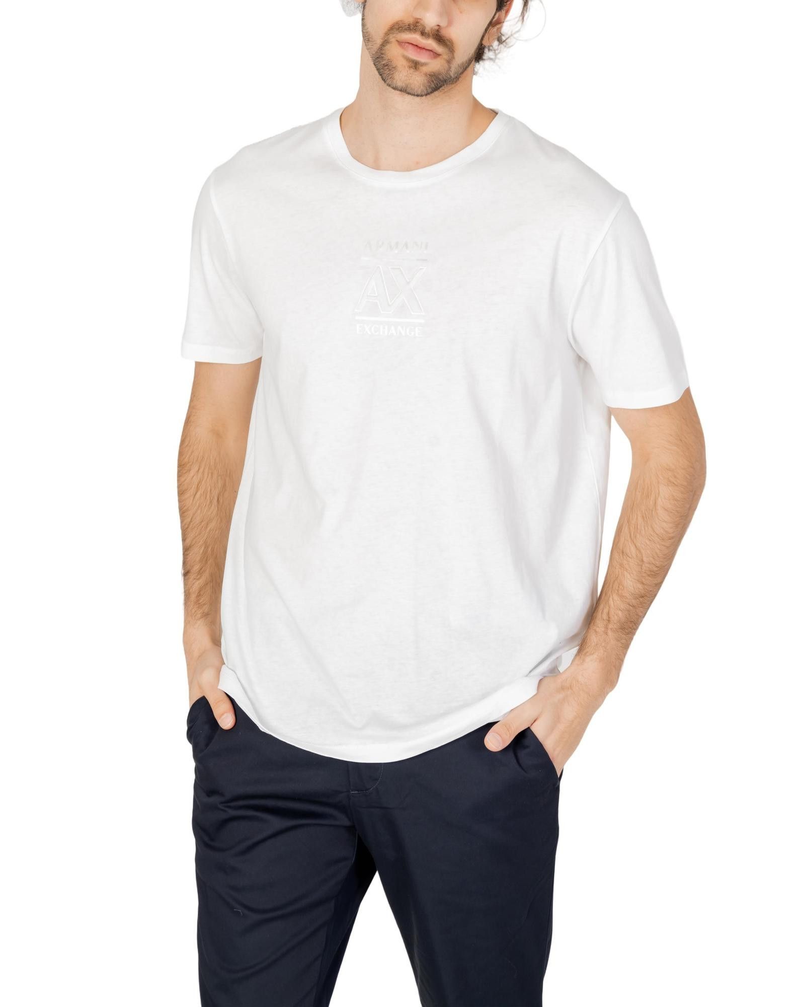 Image of Armani Exchange Plain Round Neck T-Shirt in White, Men's (Size XL)