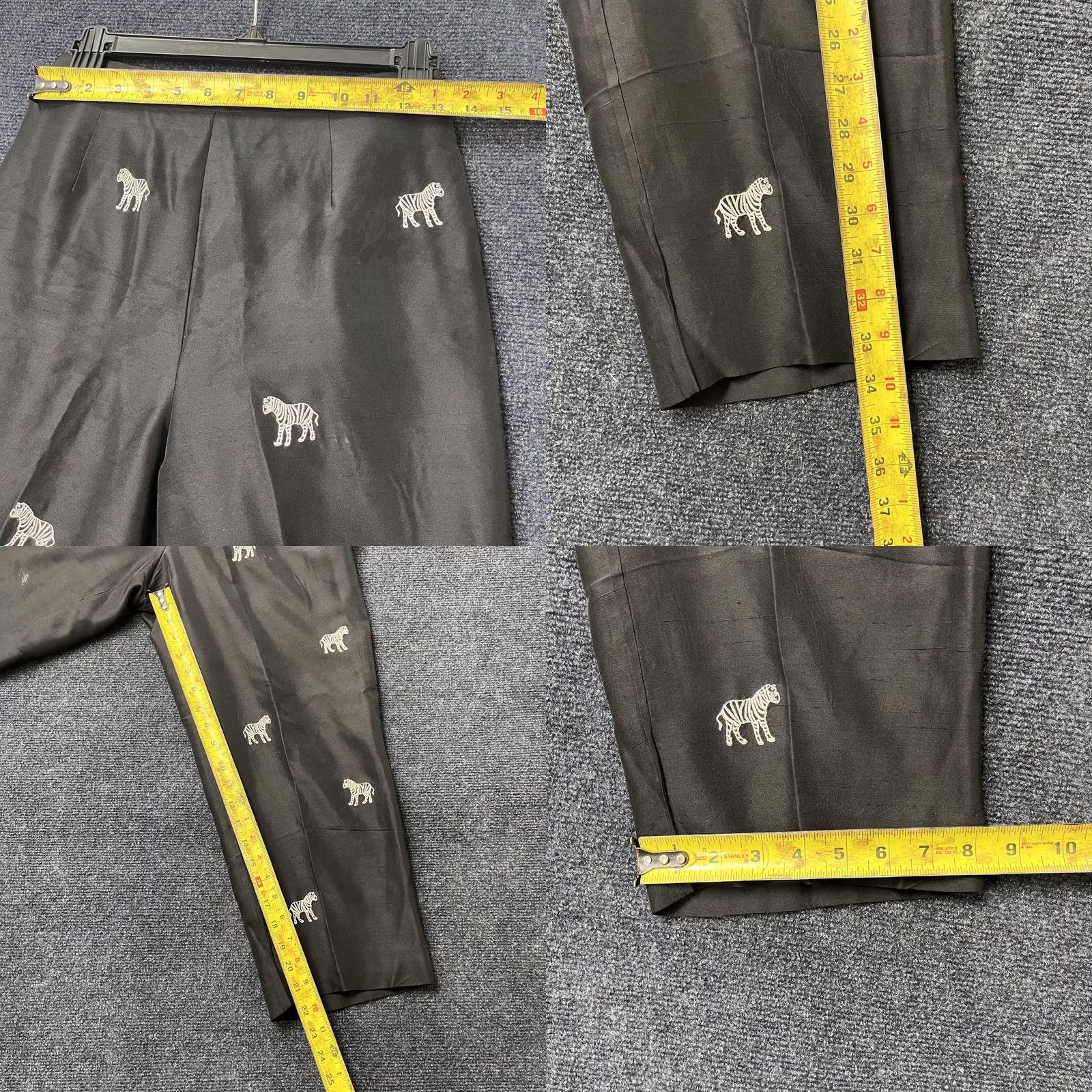 Vintage Vintage Pants Women 8 Black Silk Embroidered Zebra Animal Print Wide-Leg Relaxed Dress Pants Men/Women? Size 30" / US 8 / IT 44 - 8 Thumbnail