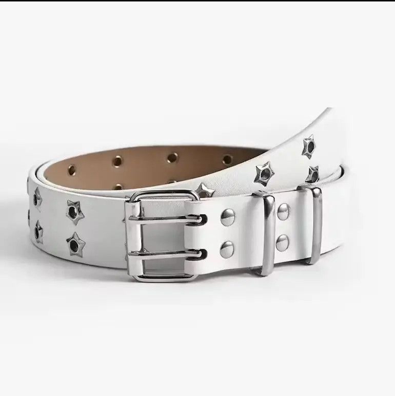 image of Unbrnd Star Eye Rivet Belt White, Men's