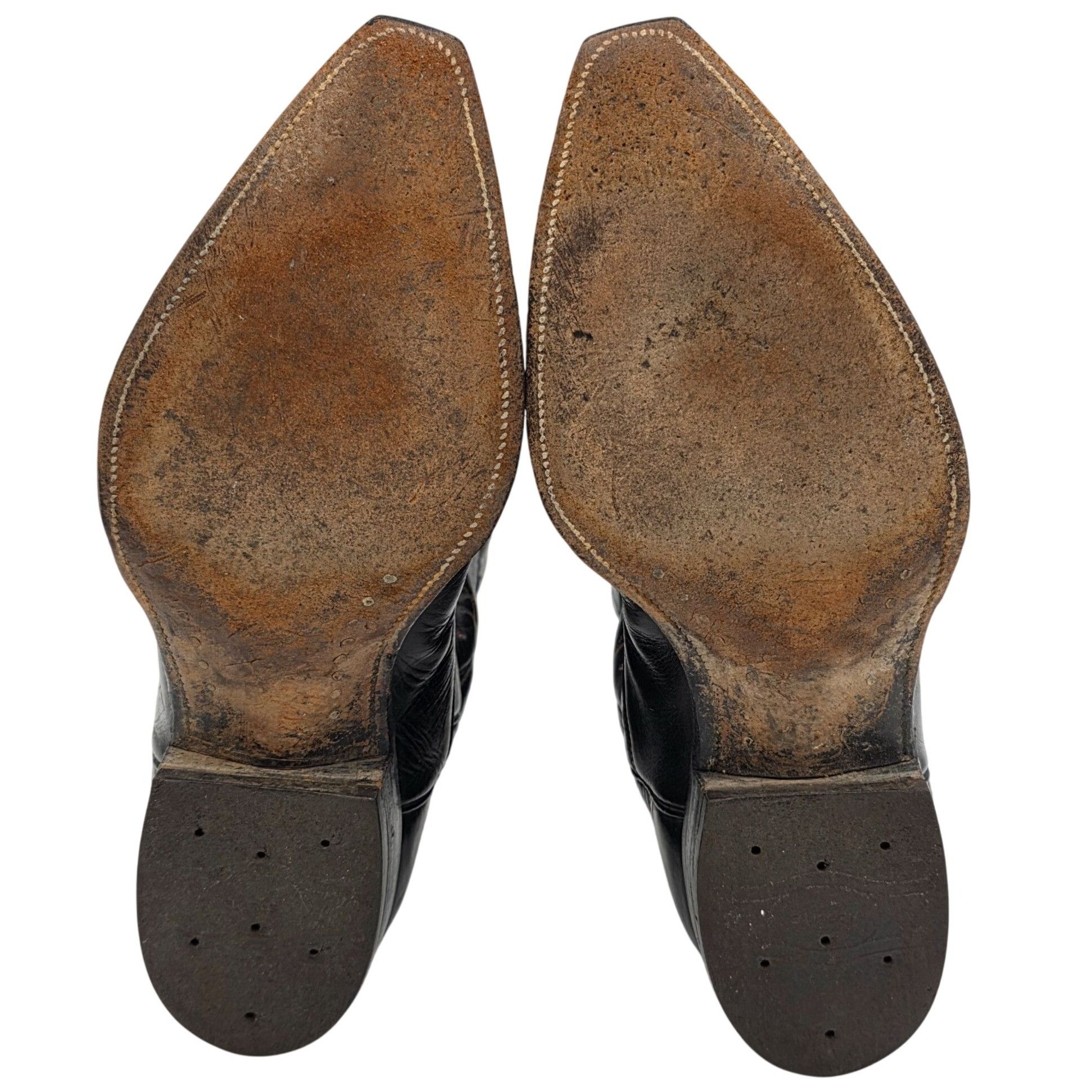 Justin Boots 1950s? Vintage Justin Boots Black Leather Men 10.5D Snip-toe Size US 10.5 / EU 43-44 - 6 Thumbnail