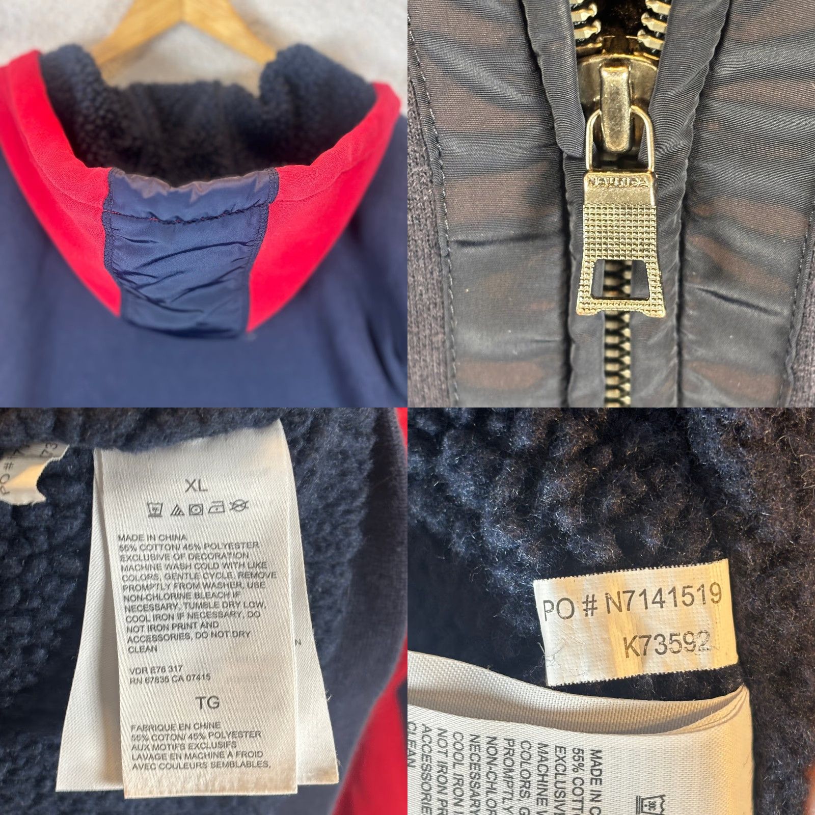 Nautica Nautica Full Zip Hoodie Sweatshirt XL Unisex Adults Blue Red Sherpa Lined Fleece Logo 90s Classic Signature Hoodie Size US XL / EU 56 / 4 - 8 Thumbnail