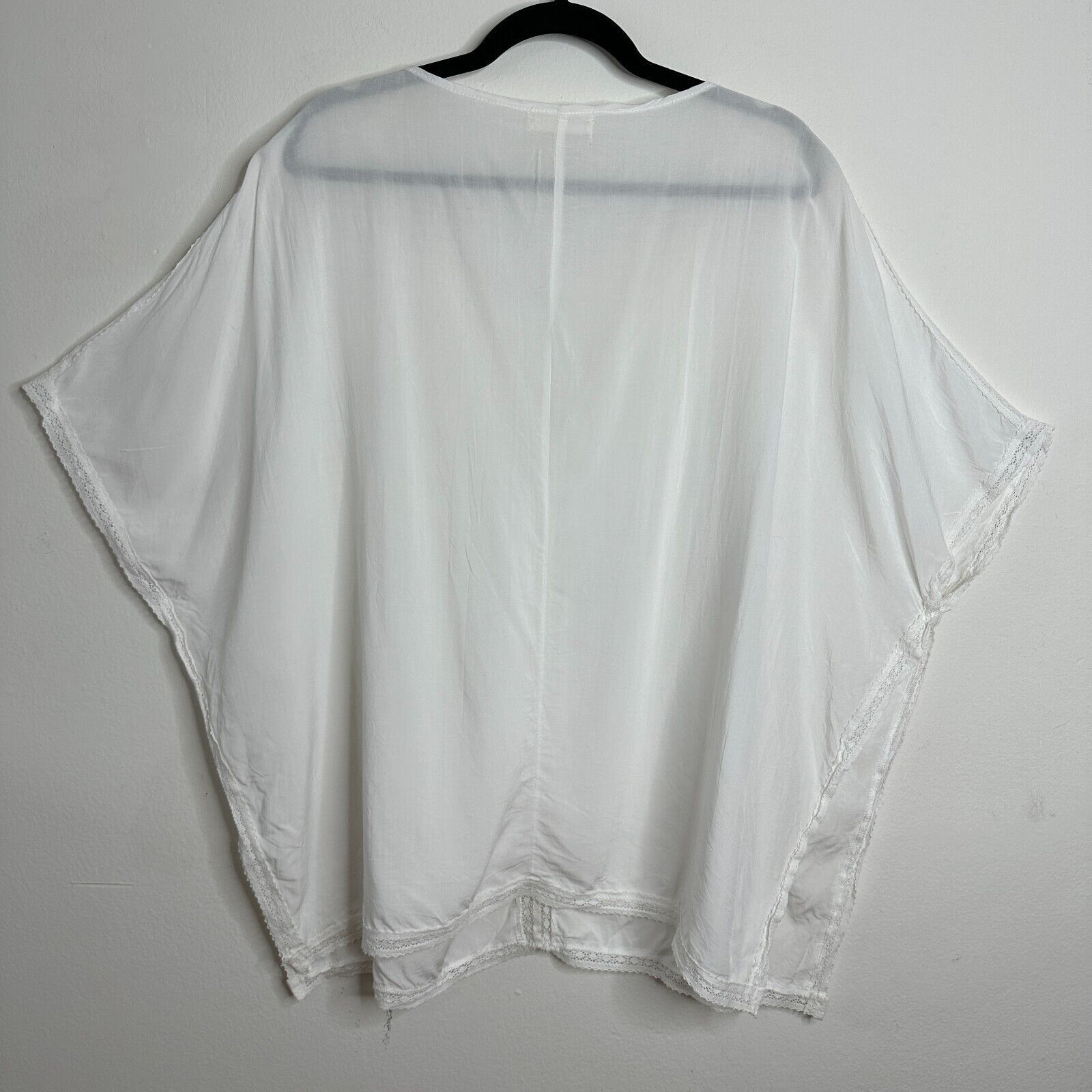 Other Himone White Sleeveless V-Neck Crochet Top Beach Coverup OS Size ONE SIZE - 2 Thumbnail