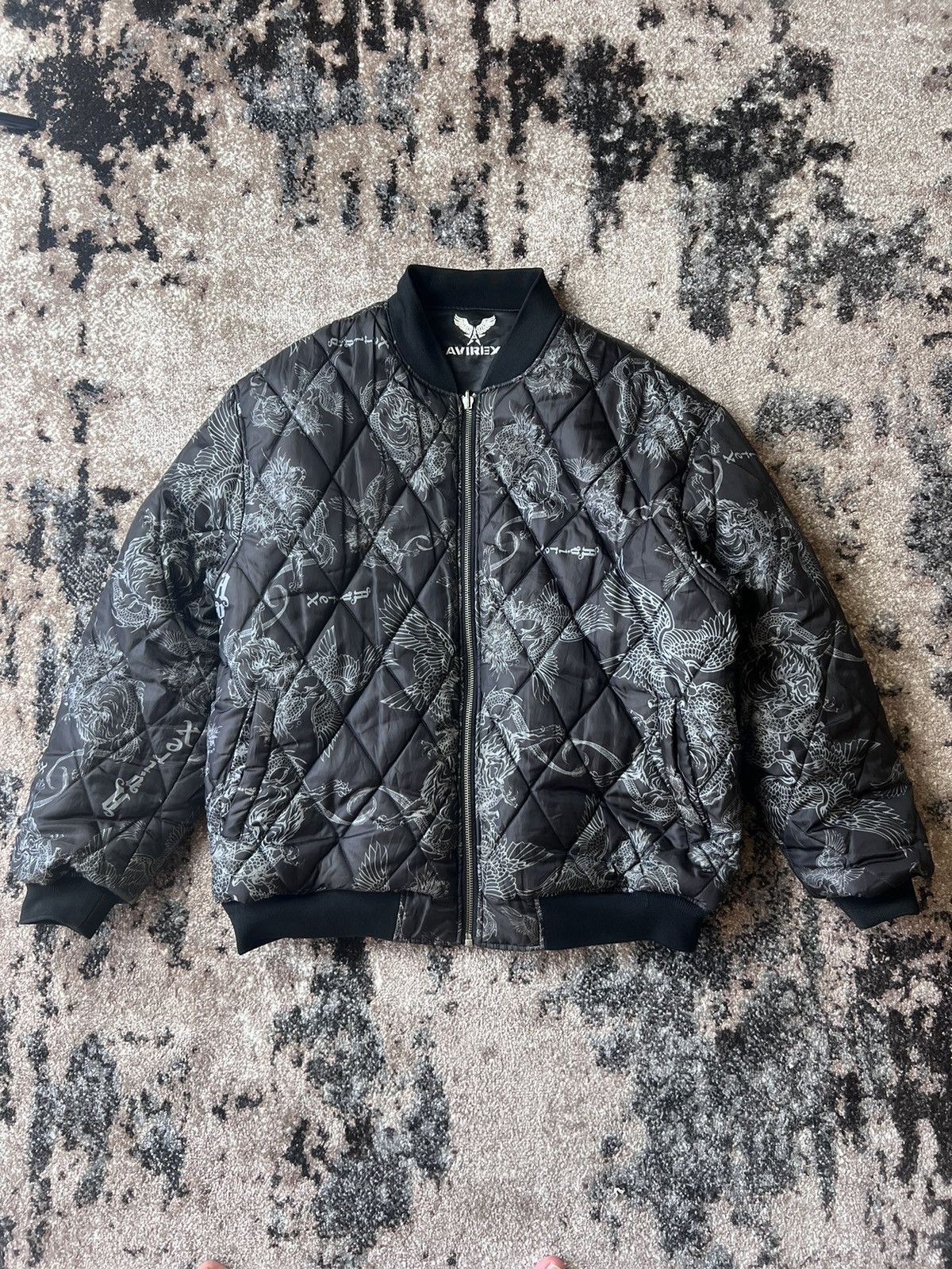 image of Y2K Avirex Reversible Ma 1 Dragon Japan Style Bomber Jacket in Black, Men's (Size 2XL)
