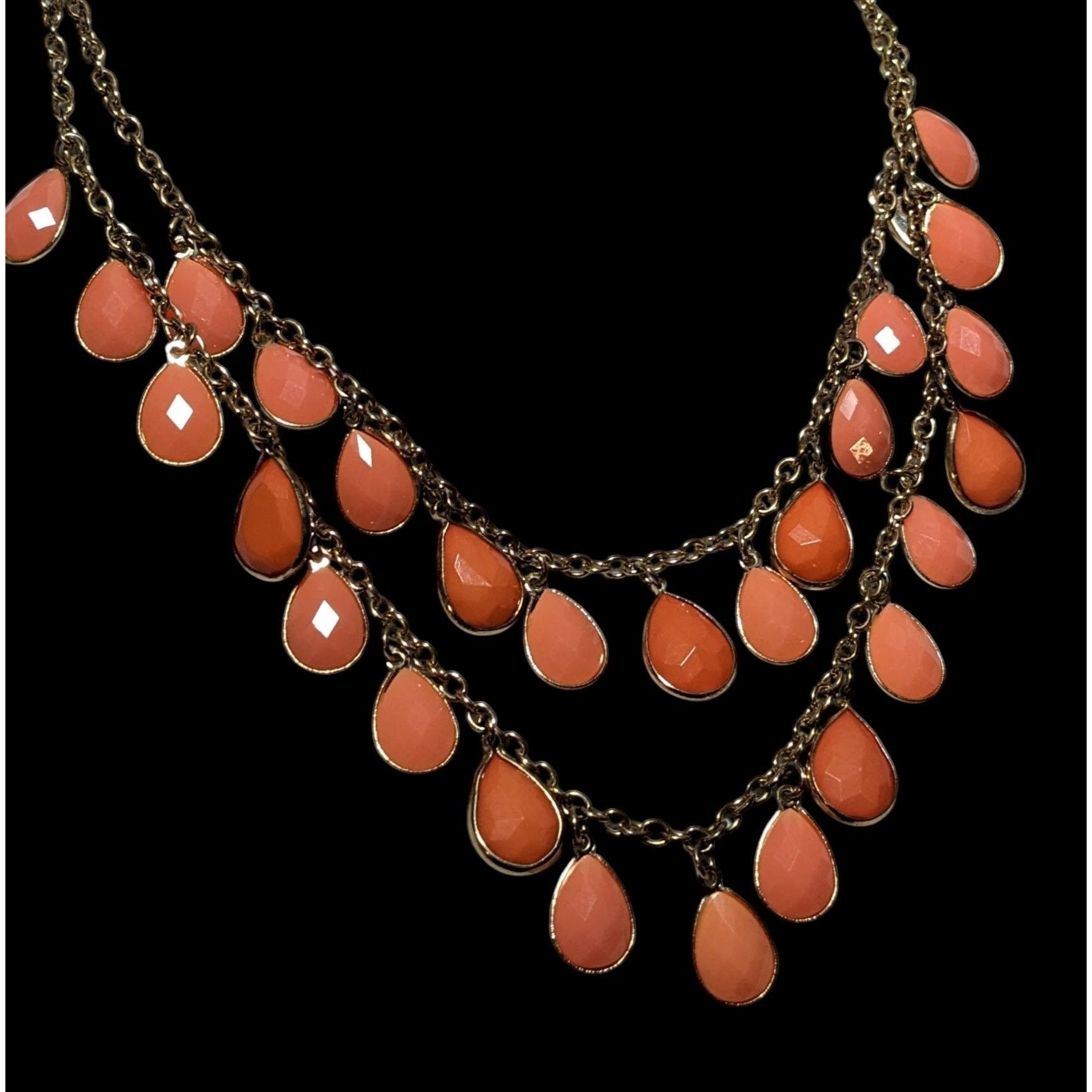 Other Orange And Gold Multilayer Teardrop Fringe Necklace Size ONE SIZE - 3 Thumbnail
