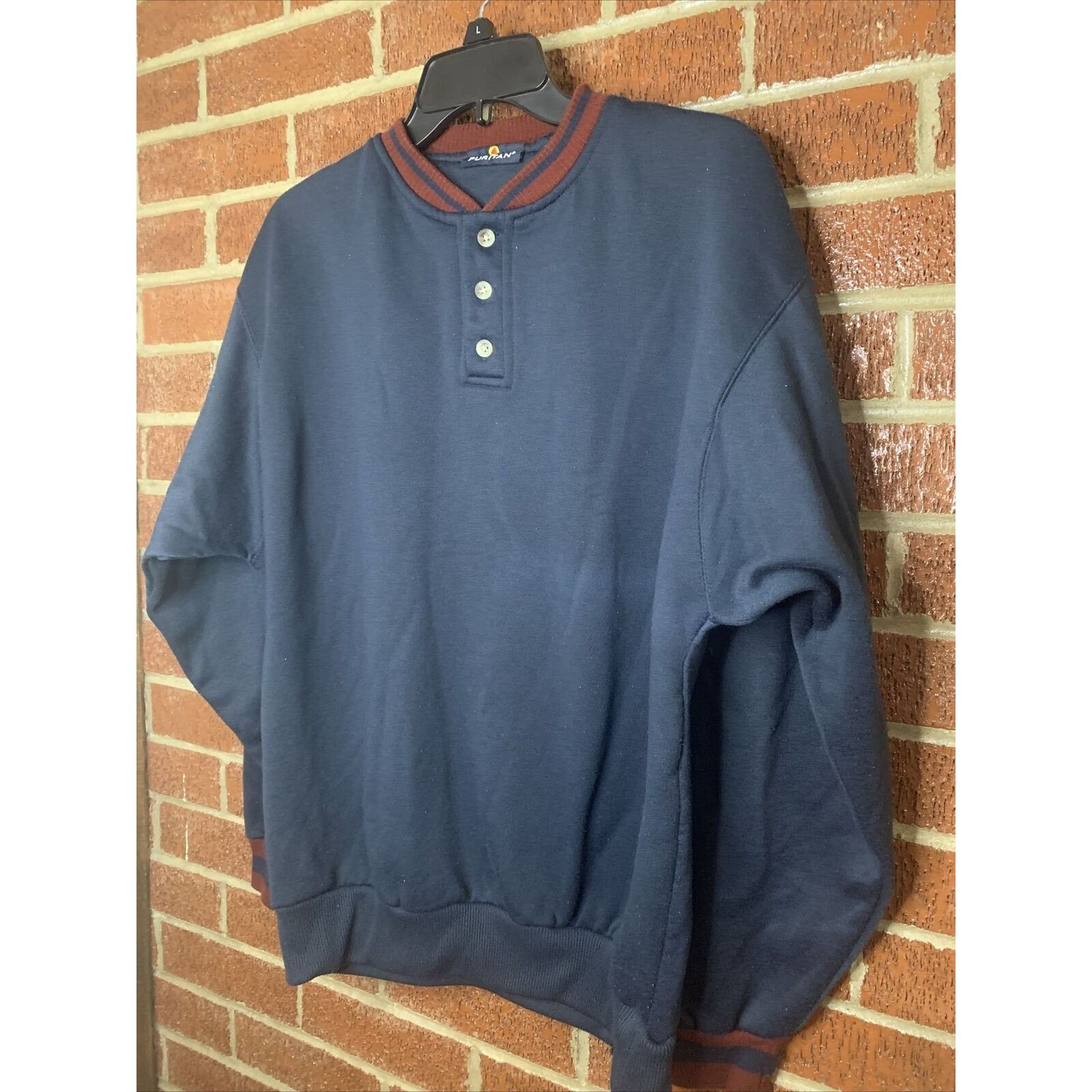 Puritan Vintage Puritan Mens Pullover Navy Blue Medium Large Size US M / EU 48-50 / 2 - 2 Thumbnail