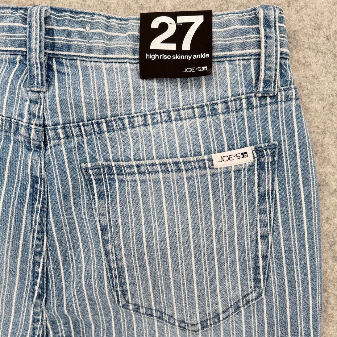 Joe's NWT Joe's Blake Stripe High-Rise Skinny Ankle Blue Jeans Size 27" / US 4 / IT 40 - 4 Thumbnail