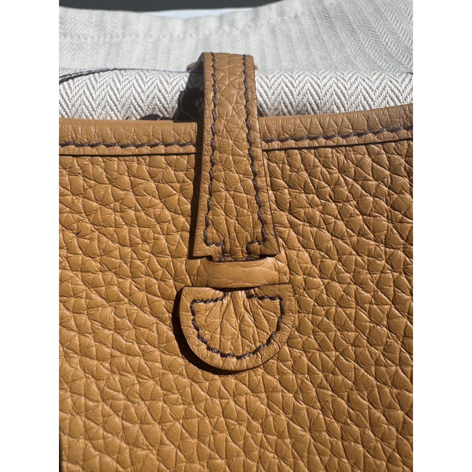 Hermes Hermes Mini Evelyne Camel Gold Leather Crossbody Bag Size ONE SIZE - 10 Thumbnail