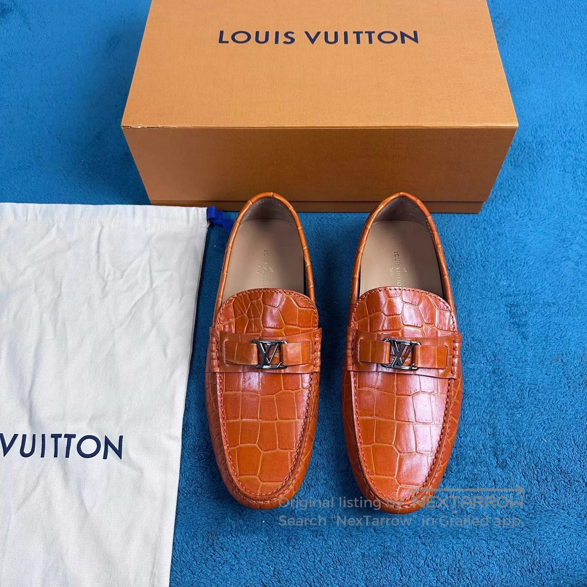 Louis Vuitton Orange Crocodile Pattern Slip. Size US 8 / EU 41 - 1 Thumbnail