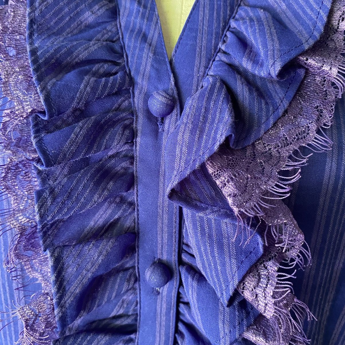 Pierre Cardin Pierre Cardin Purple Sheer Ruffle Blouse Size M / US 6-8 / IT 42-44 - 24 Thumbnail