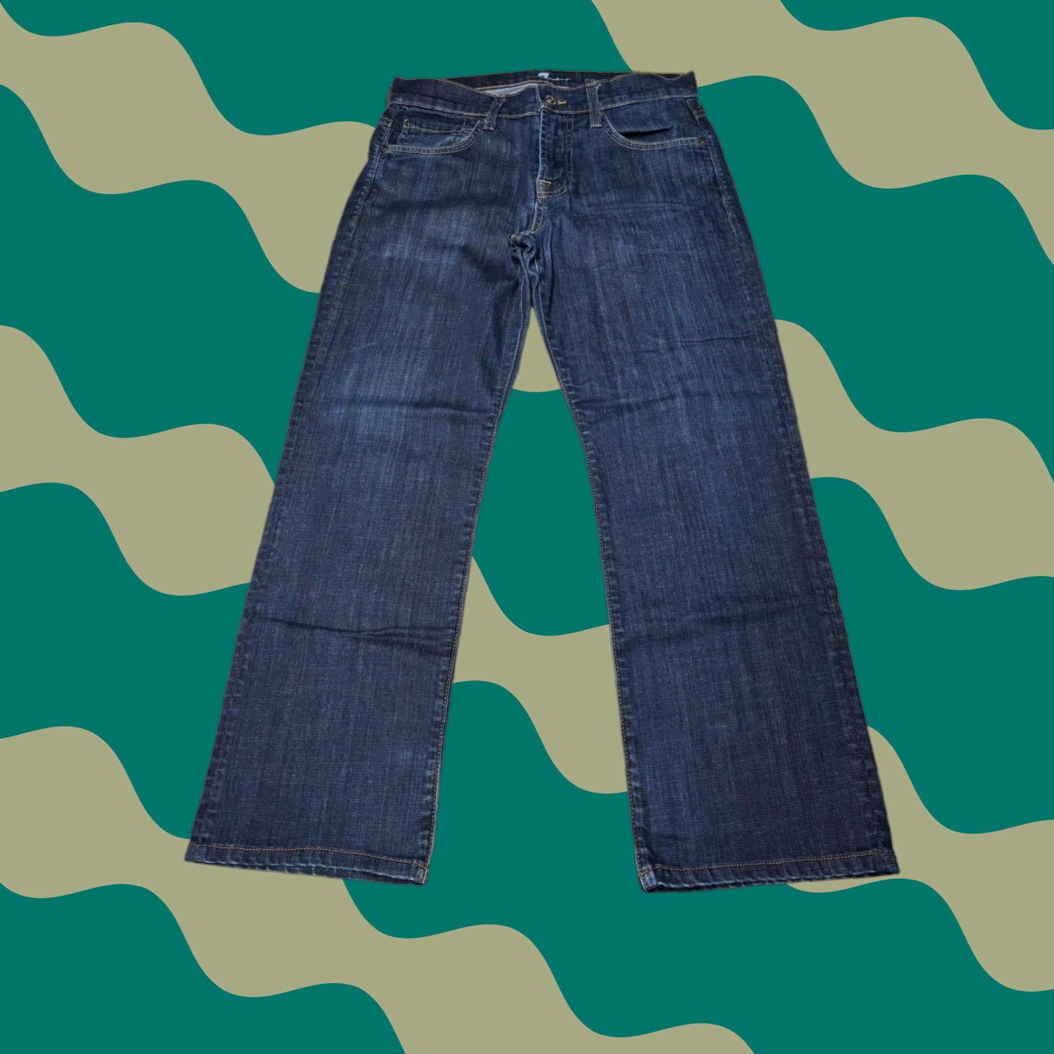 7 For All Mankind 7 For All Mankind Carsen Jeans Dark Wash Straight Leg Mens 29x27 Denim Cotton Blend Stretch USA Made USA Size US 29 - 1 Thumbnail